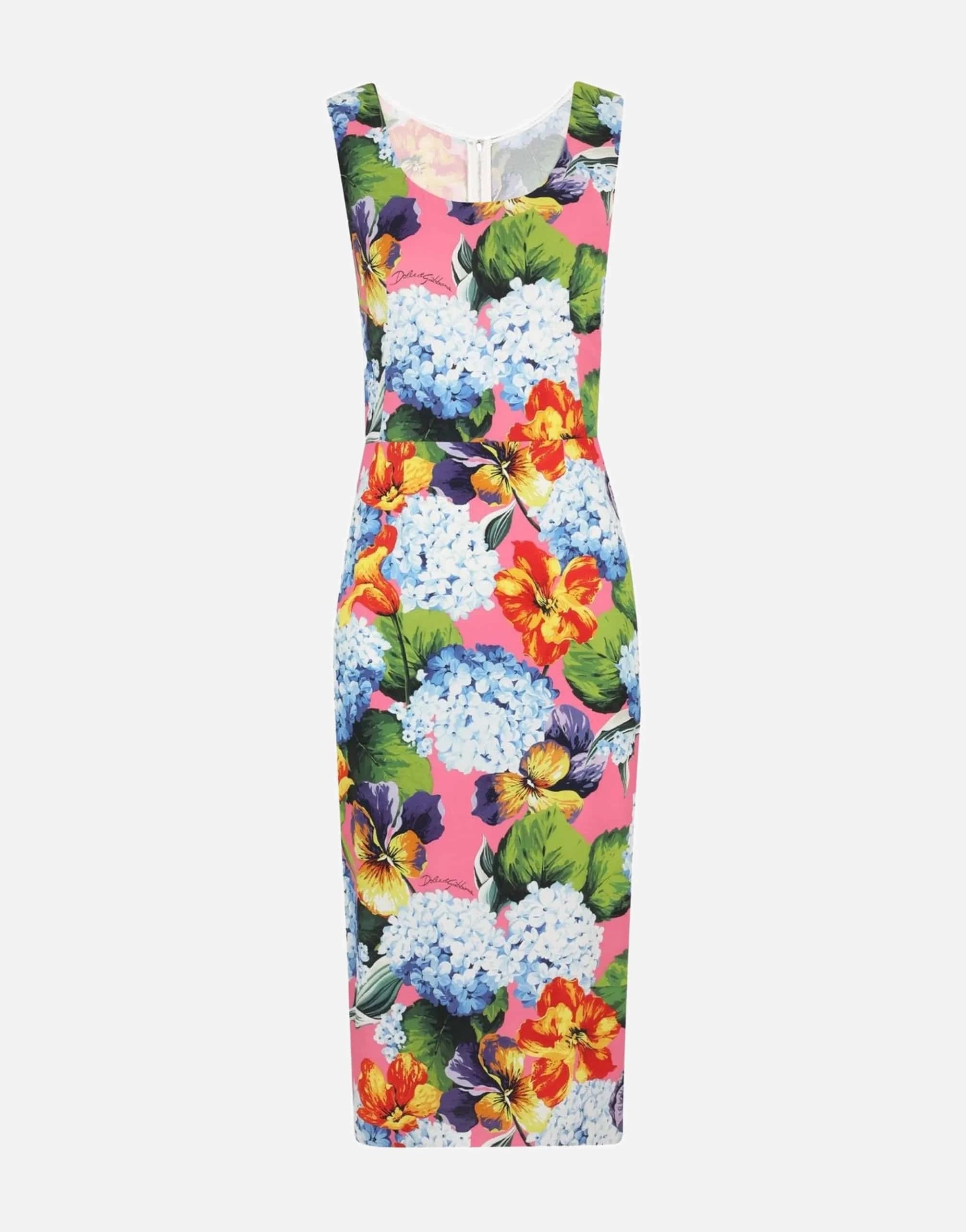 Dolce & Gabbana Hydrangea-Print Midi Dress