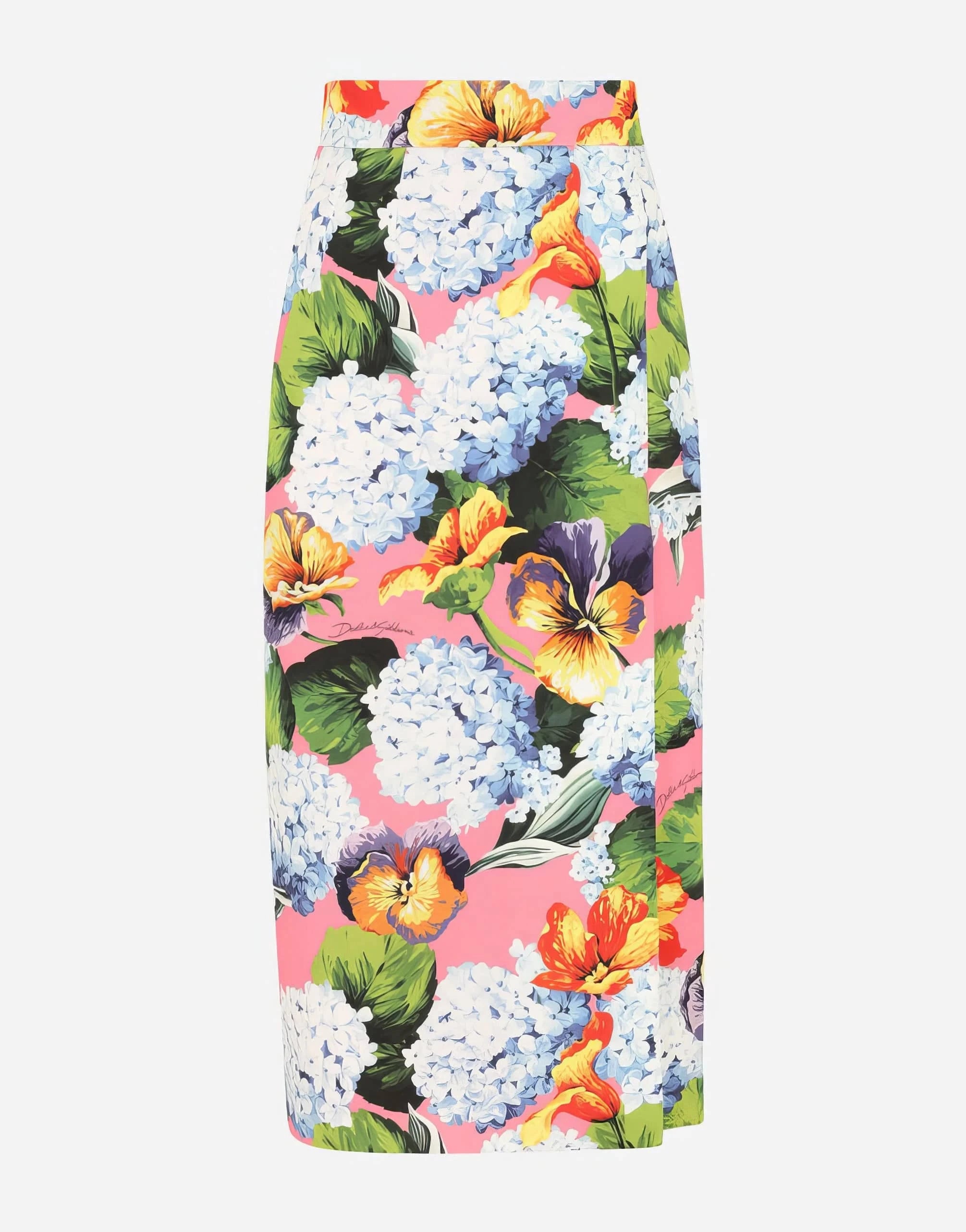 Dolce & Gabbana Hydrangea-Print Pencil Skirt