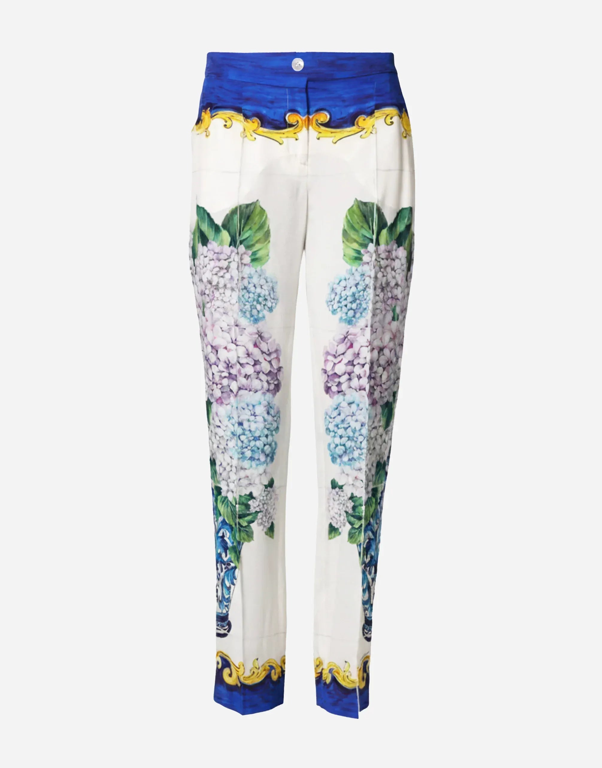 Dolce & Gabbana Hydrangea-Print Silk Trousers