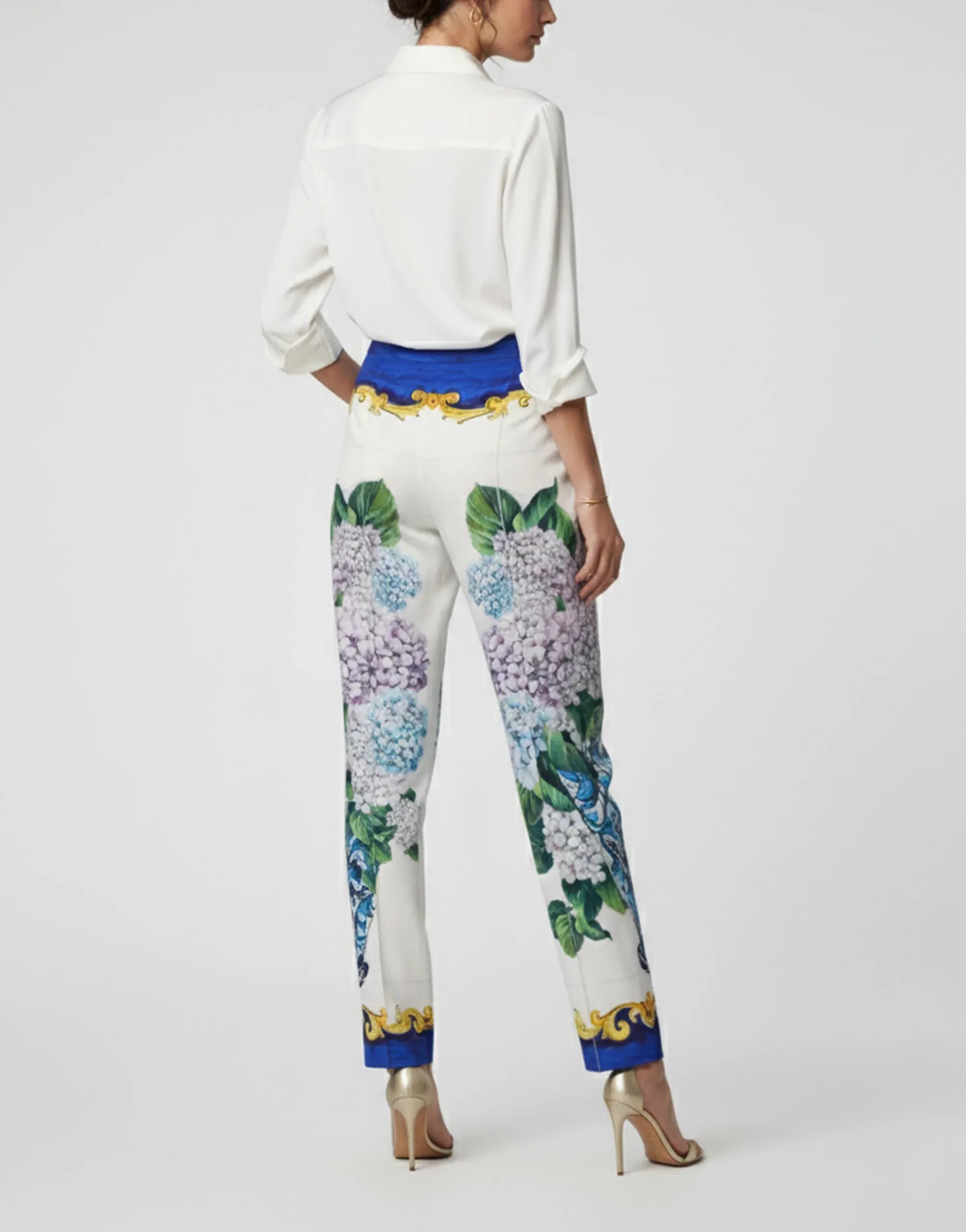 Dolce & Gabbana Hydrangea-Print Silk Trousers