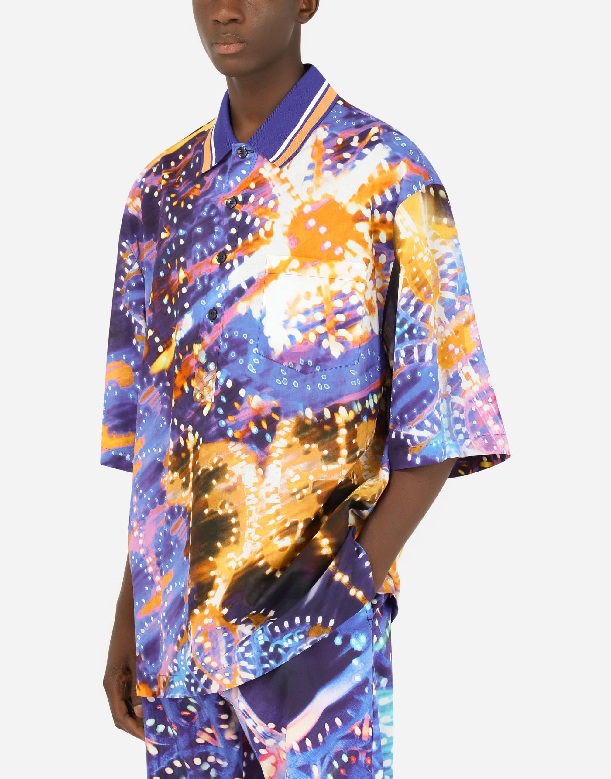 Dolce & Gabbana Illumination-Print Cotton Polo Shirt