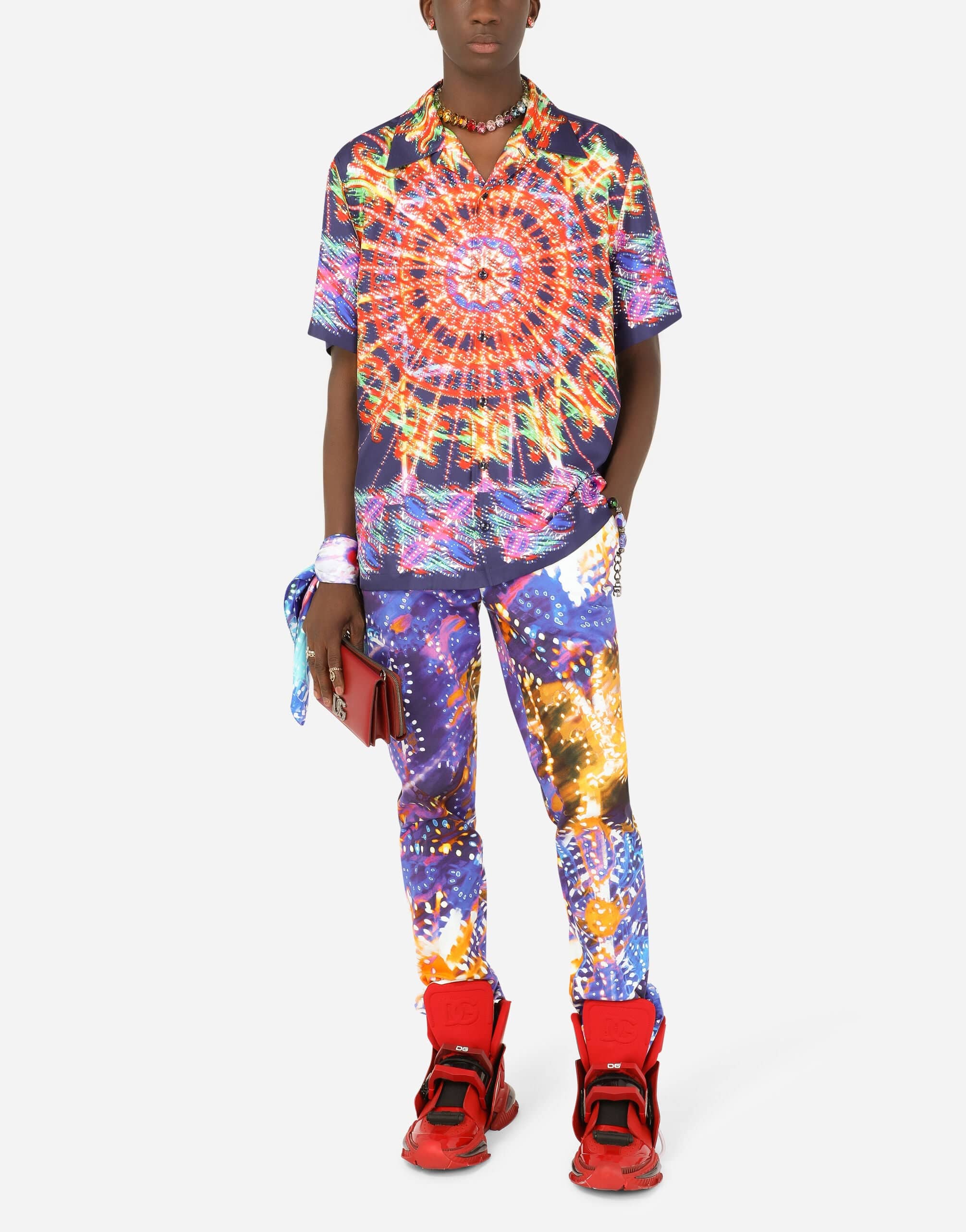 Dolce & Gabbana Illumination-Print Silk Hawaiian Shirt