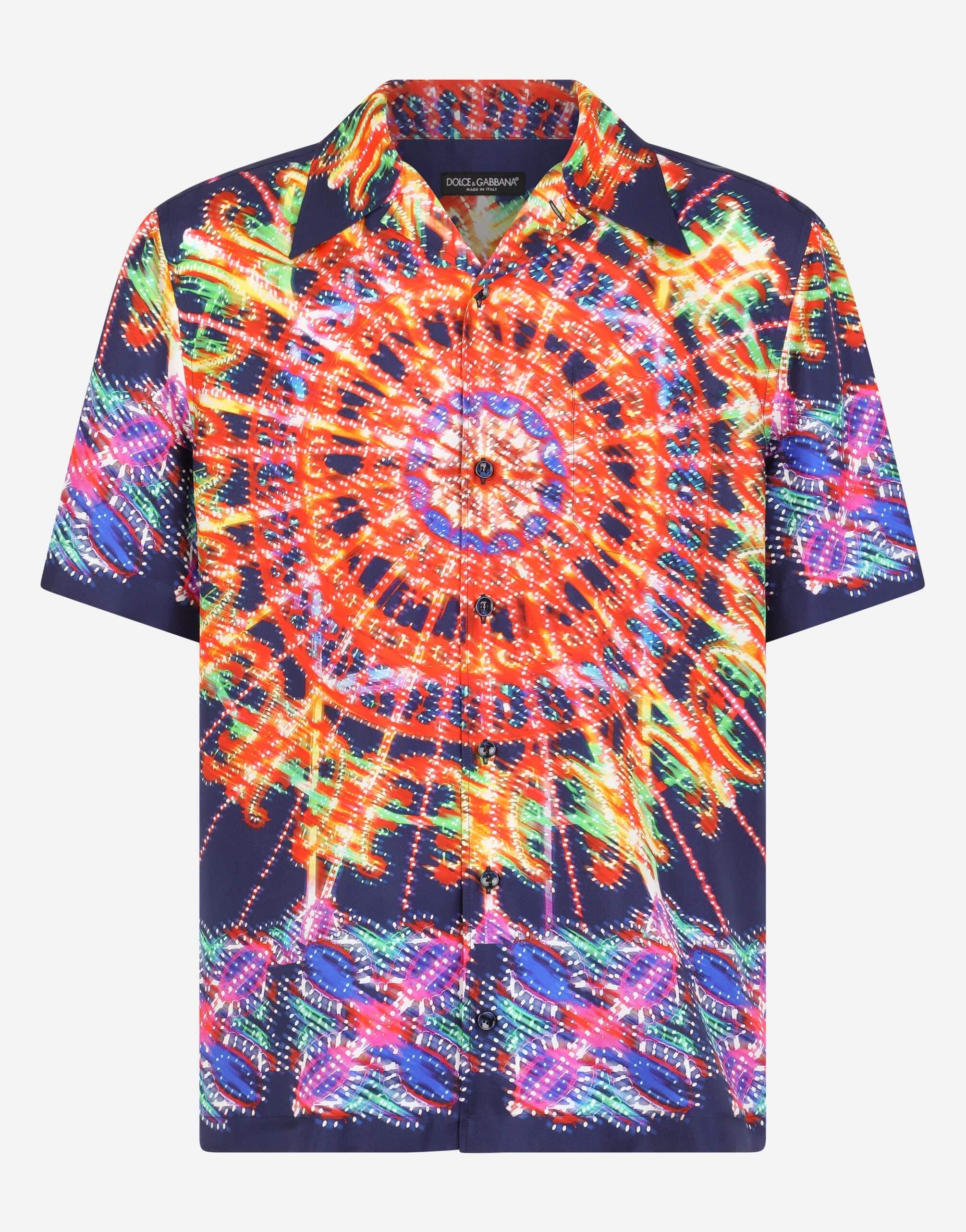 Dolce & Gabbana Illumination-Print Silk Hawaiian Shirt