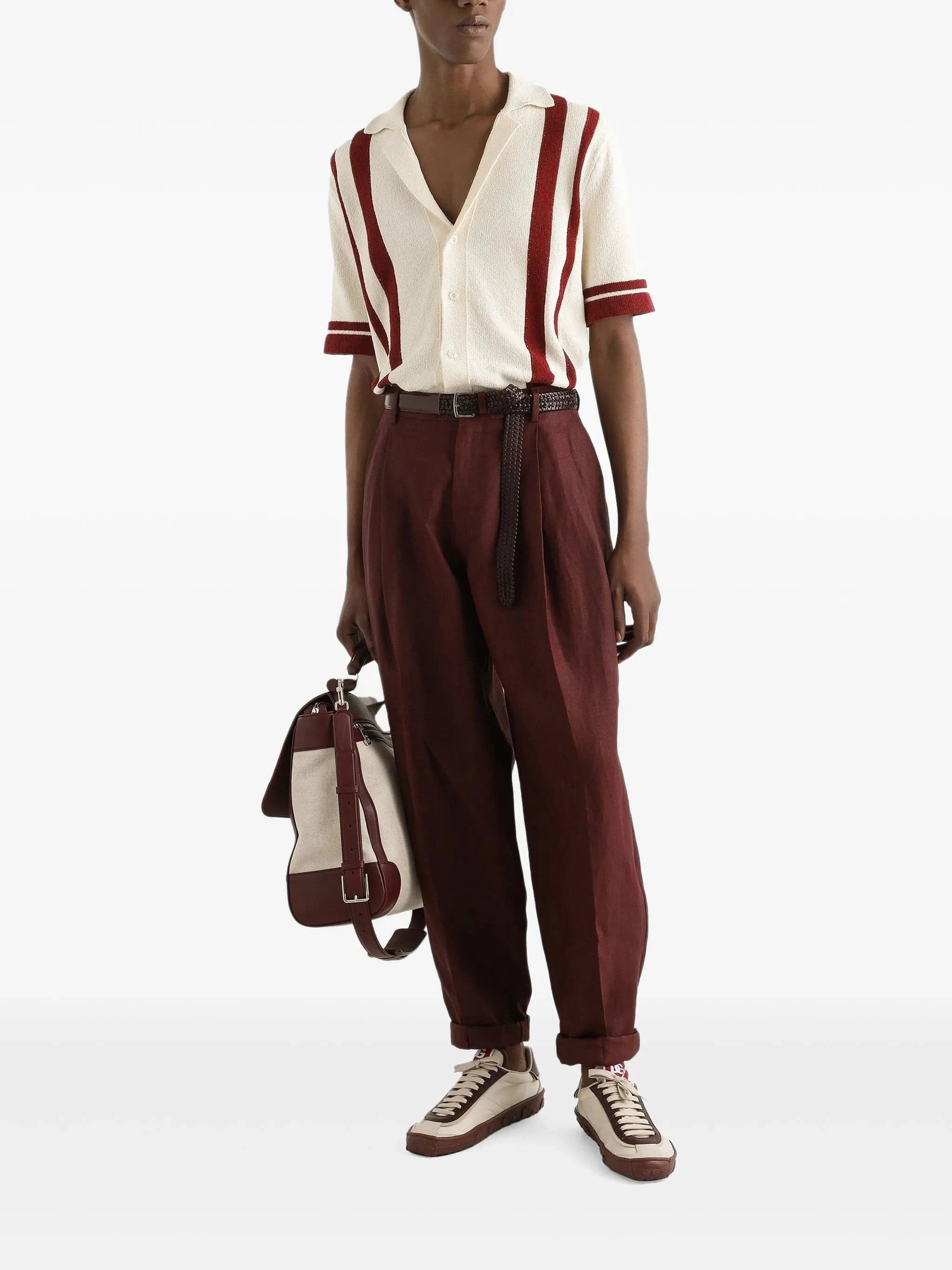 Dolce & Gabbana Inlaid Stripe Knit Shirt