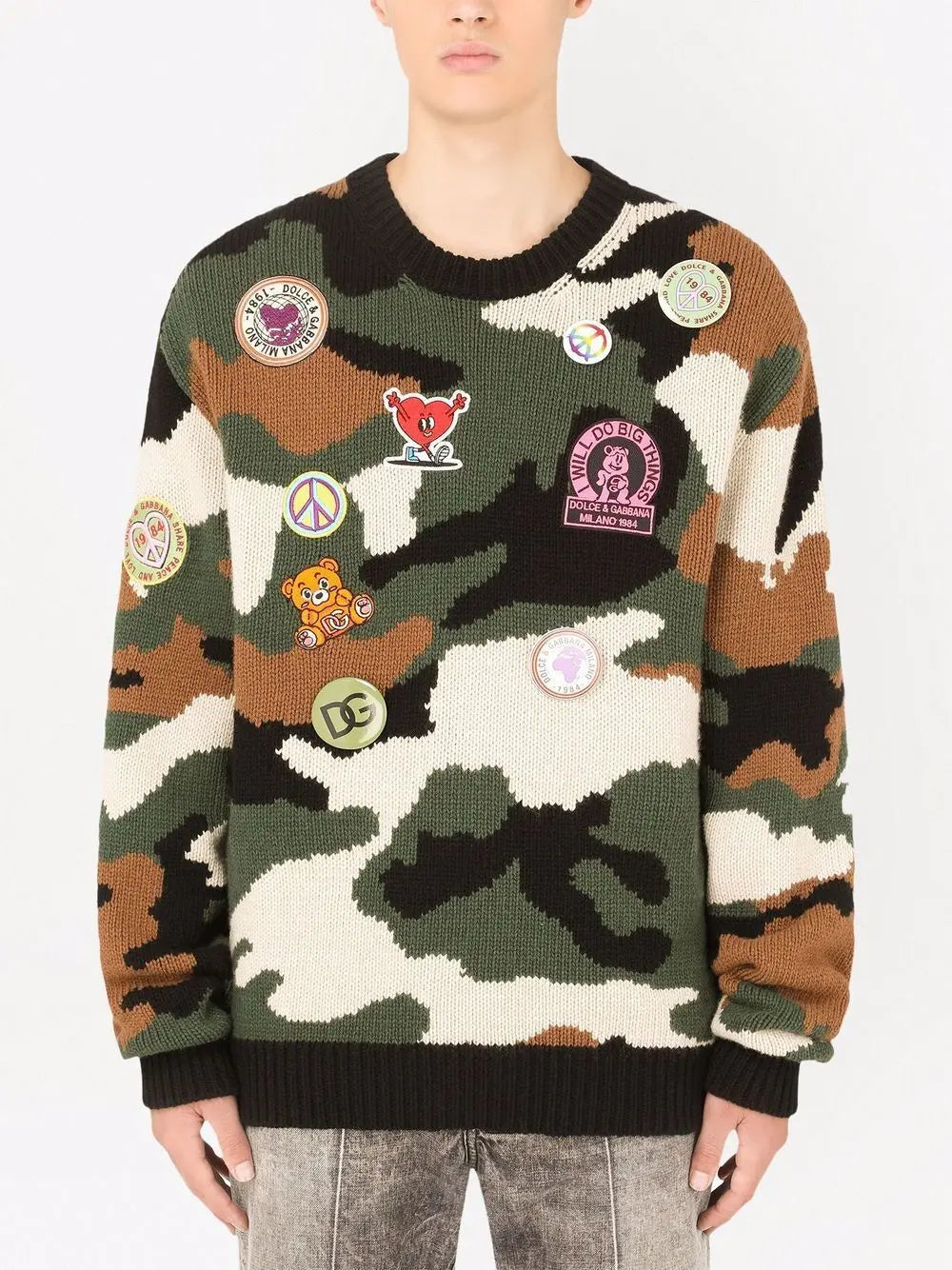 Dolce & Gabbana Intarsia-Knit Camouflage Sweater
