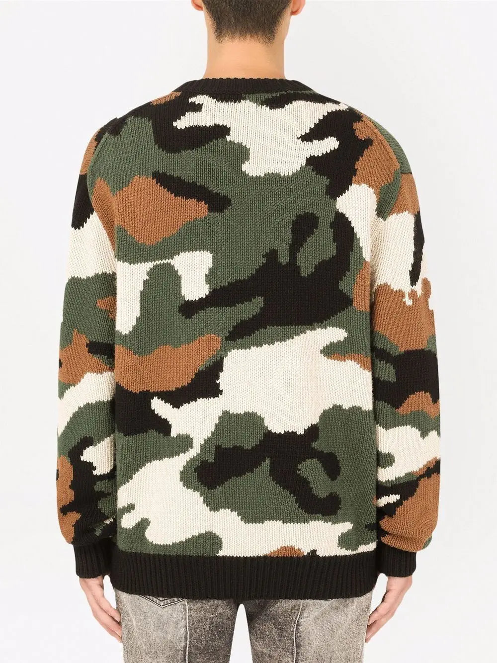 Dolce & Gabbana Intarsia-Knit Camouflage Sweater