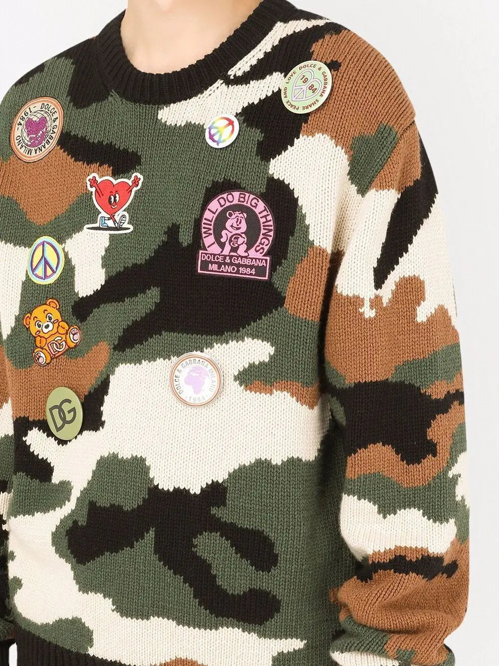 Dolce & Gabbana Intarsia-Knit Camouflage Sweater