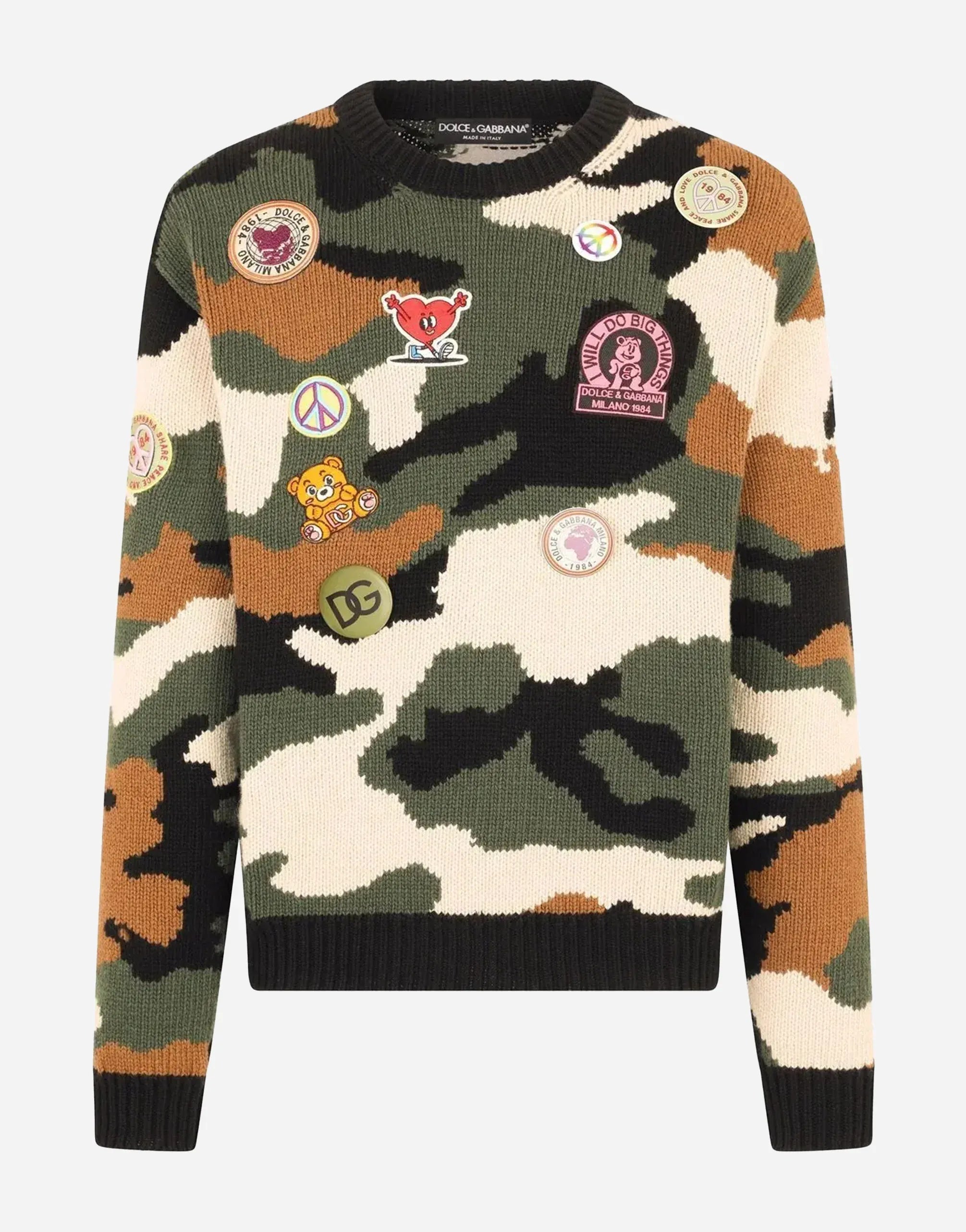 Dolce & Gabbana Intarsia-Knit Camouflage Sweater