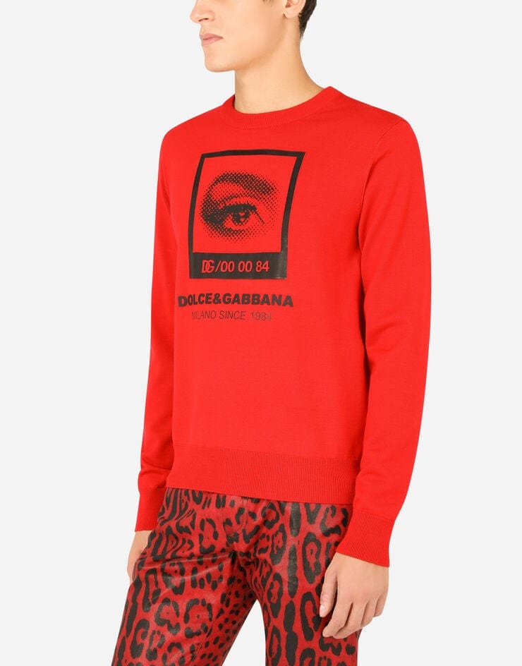 Dolce & Gabbana Intarsia Print Wool Sweater