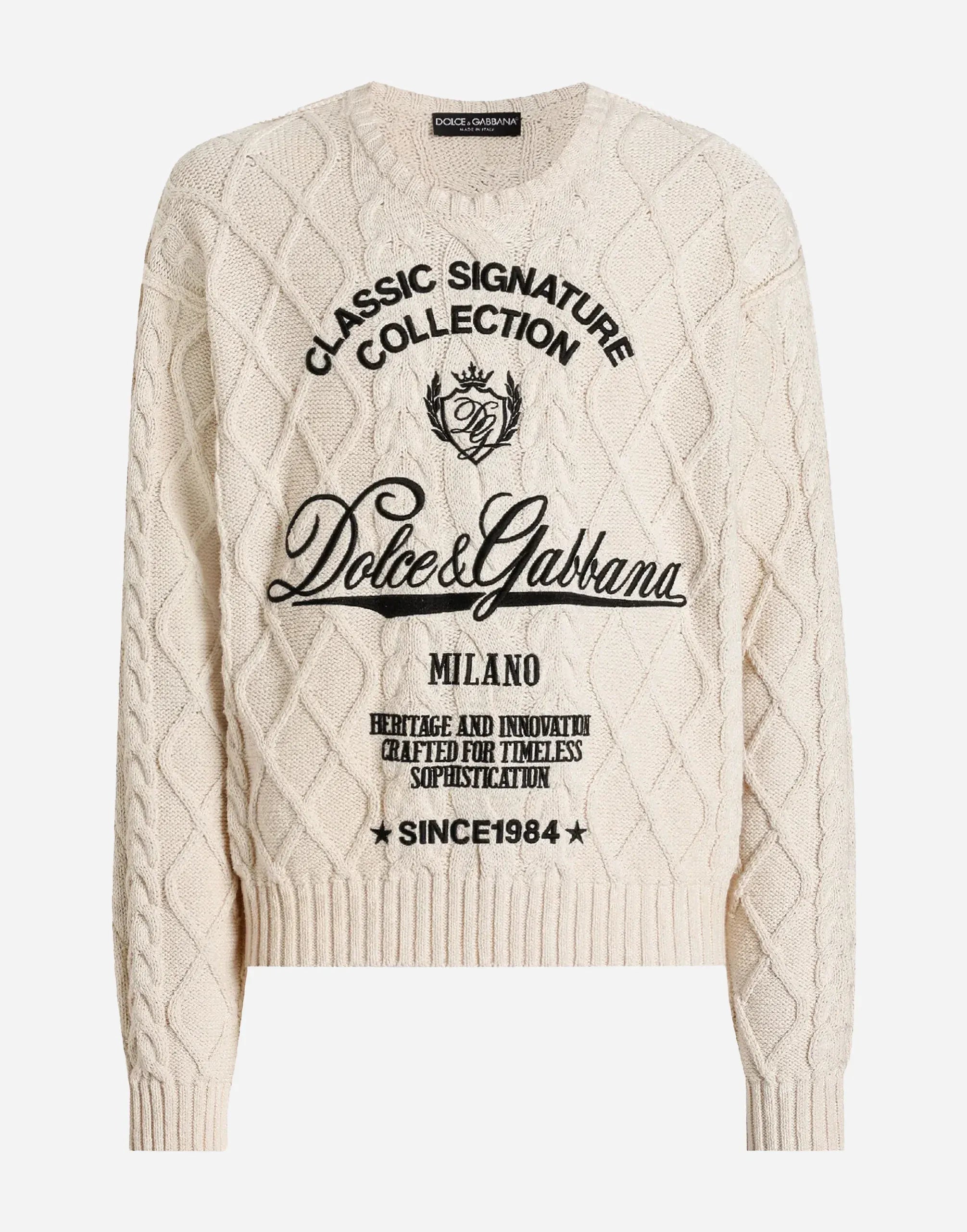 Dolce & Gabbana Interwoven Pattern Cotton Blend Sweater