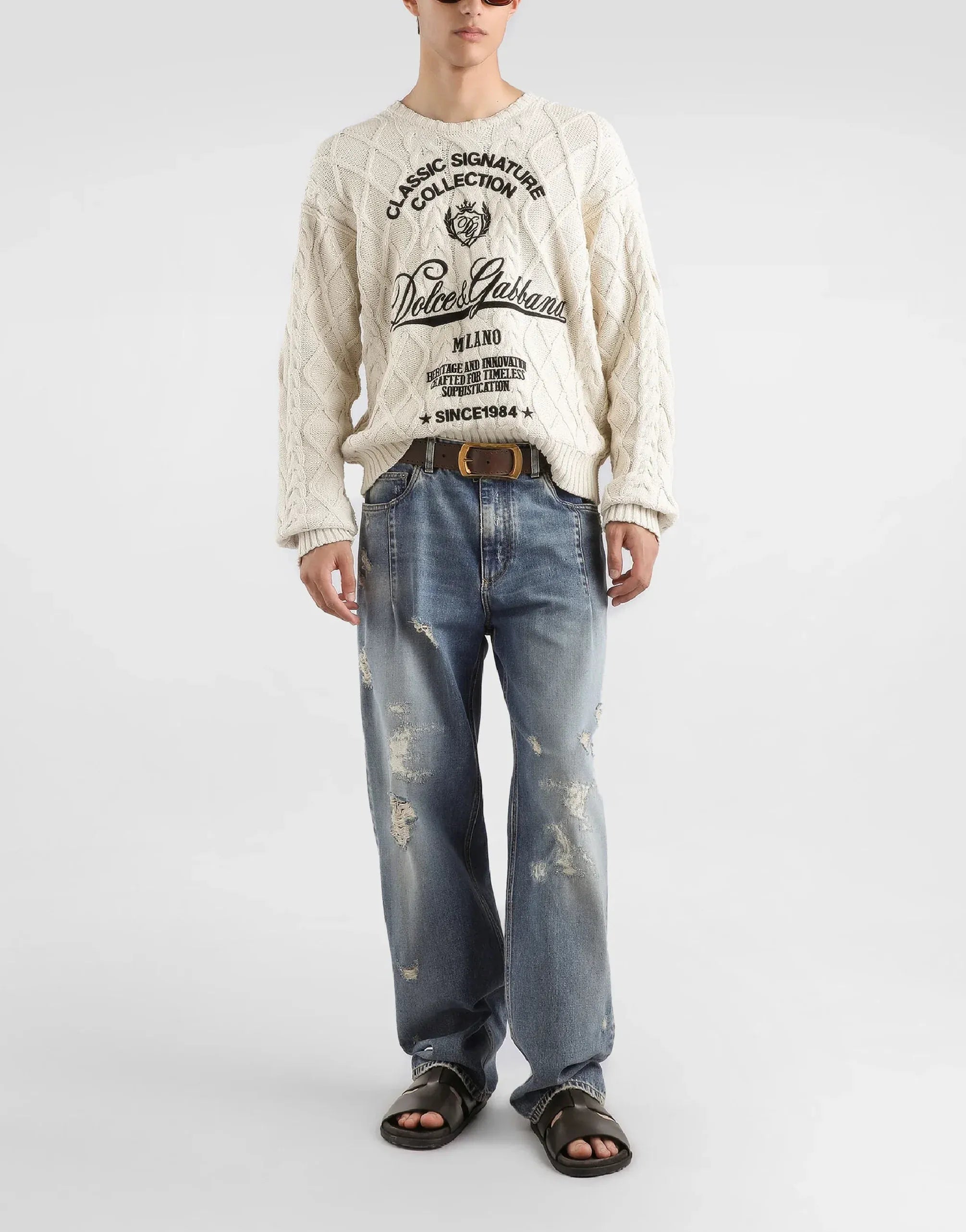 Pull en Mélange de Coton à Motif Entrelacé - alternate view