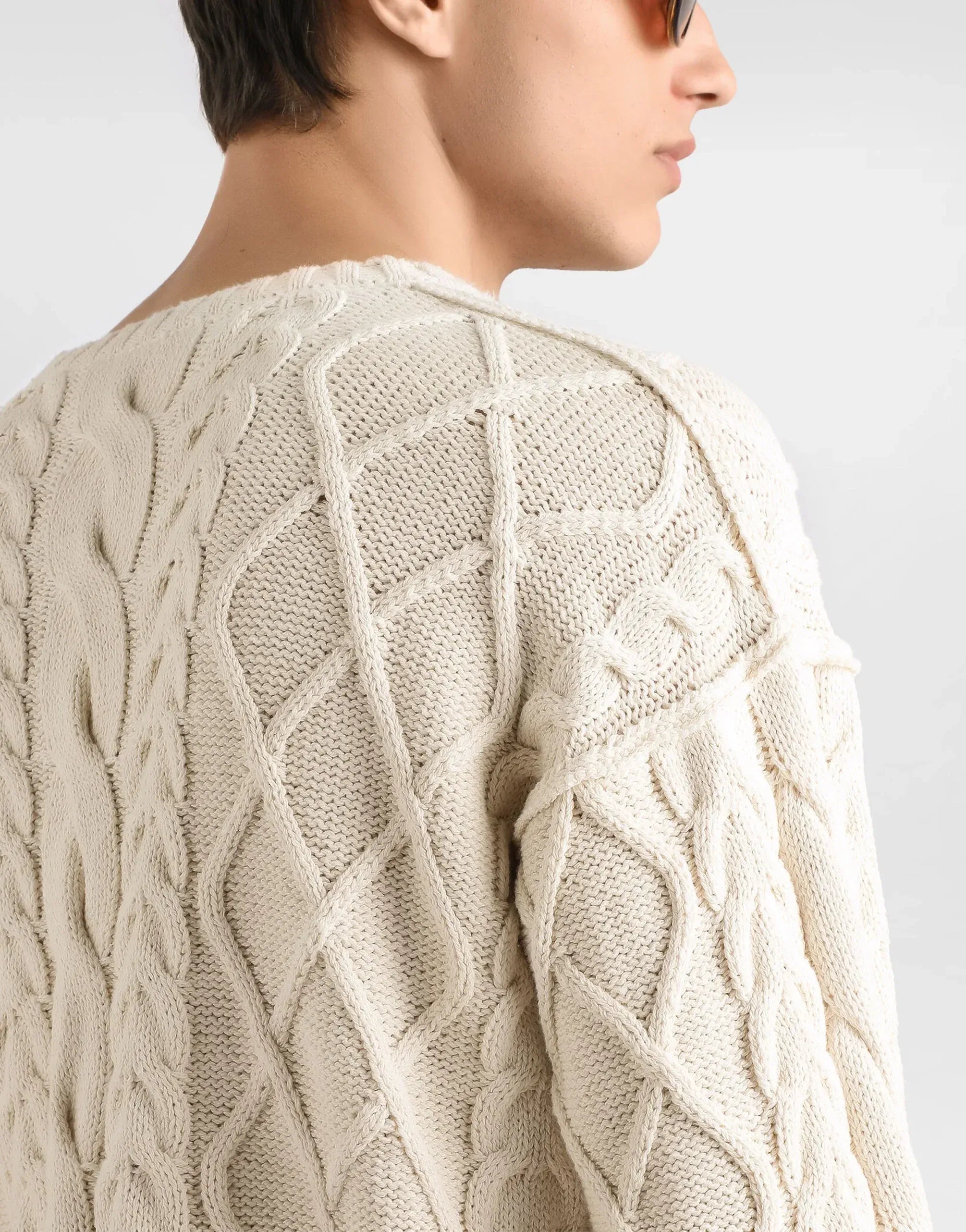 Dolce & Gabbana Interwoven Pattern Cotton Blend Sweater