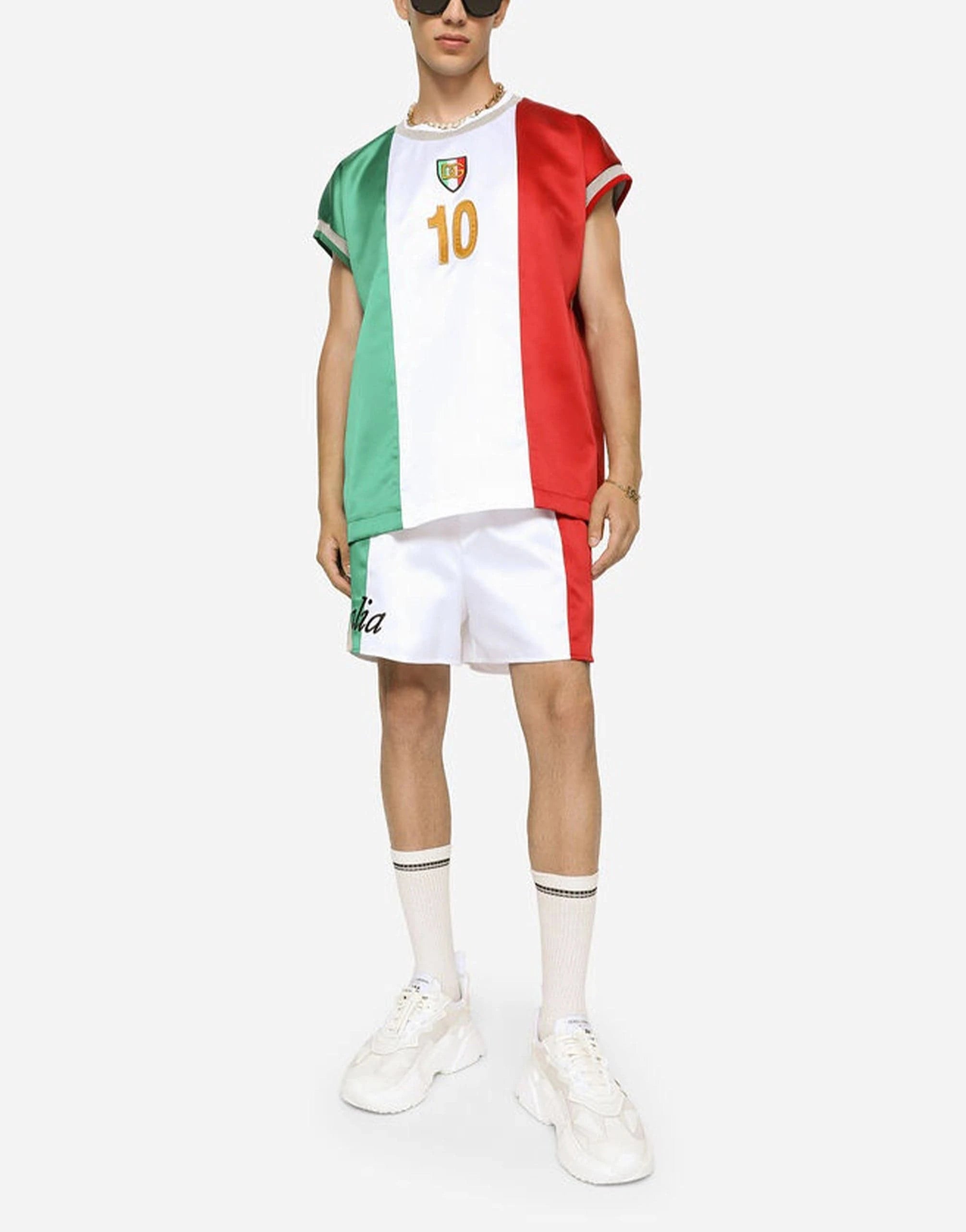 Dolce & Gabbana Italia DG Logo Satin T-Shirt