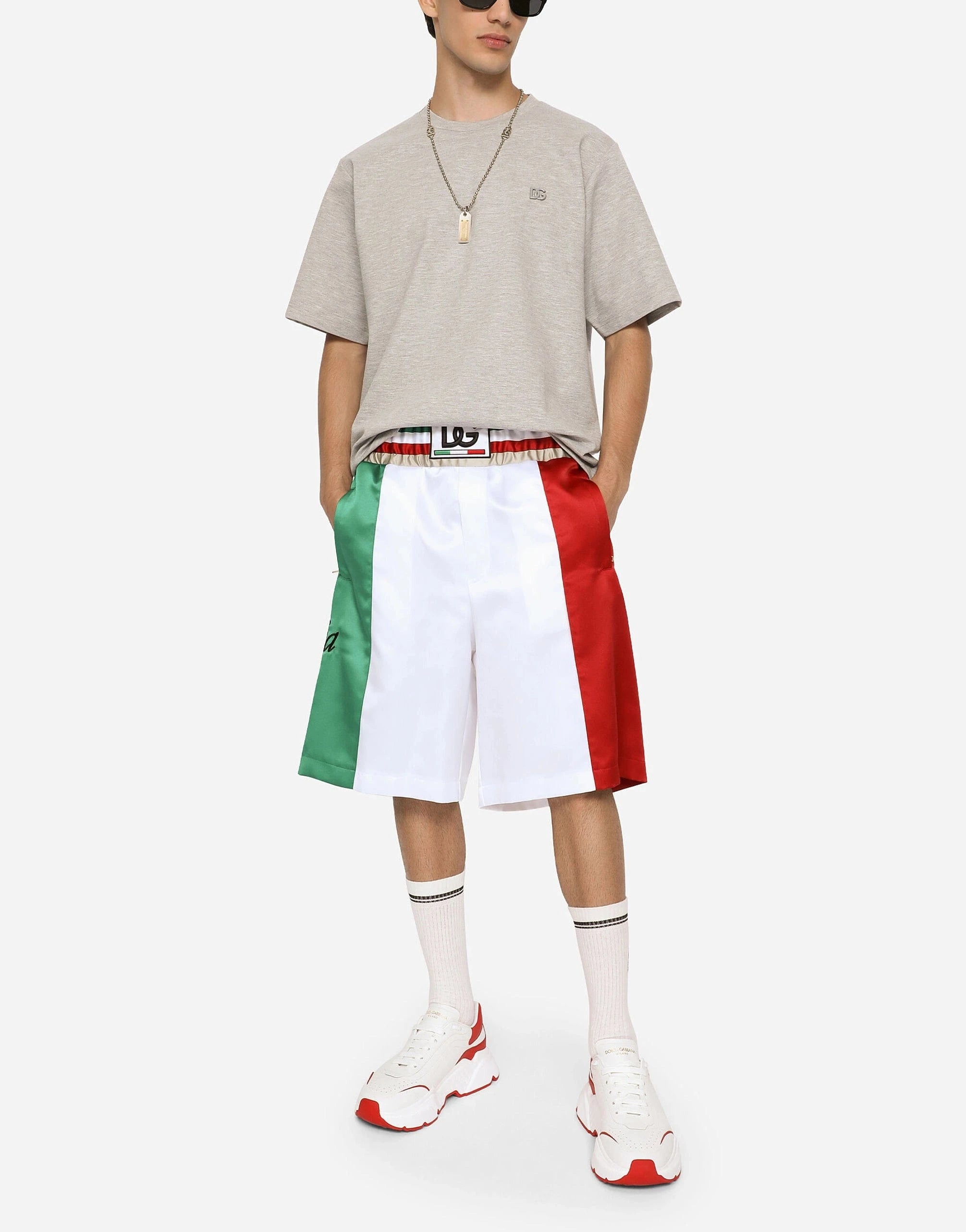 Dolce & Gabbana Italia DG Patch Satin Shorts