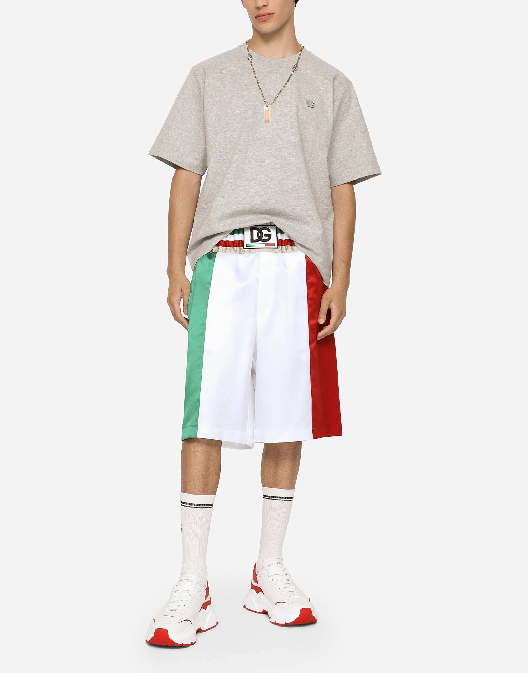 Dolce & Gabbana Italia DG Patch Satin Shorts