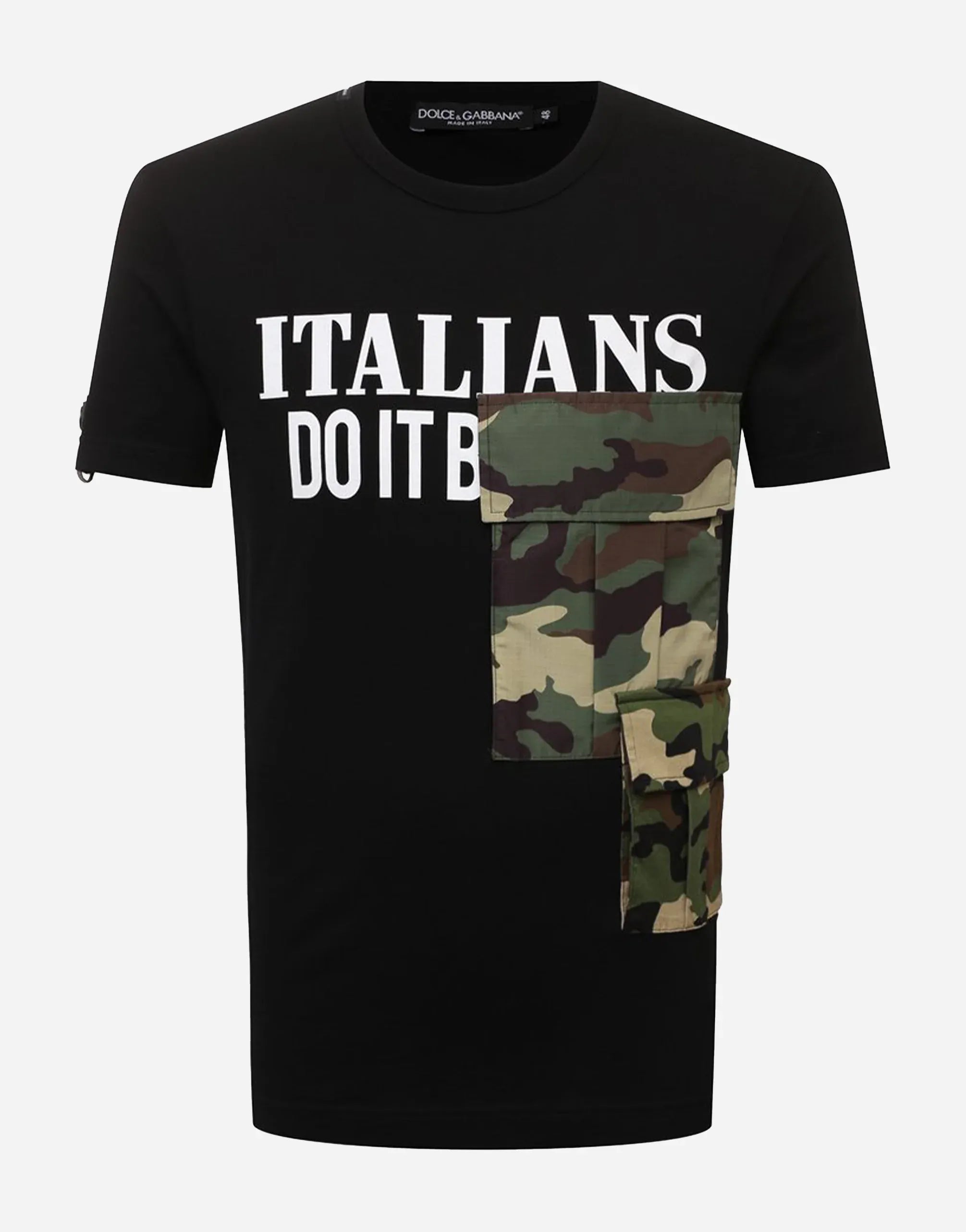 Dolce & Gabbana “Italians Do It Better” Camo Pocket Cotton T-Shirt