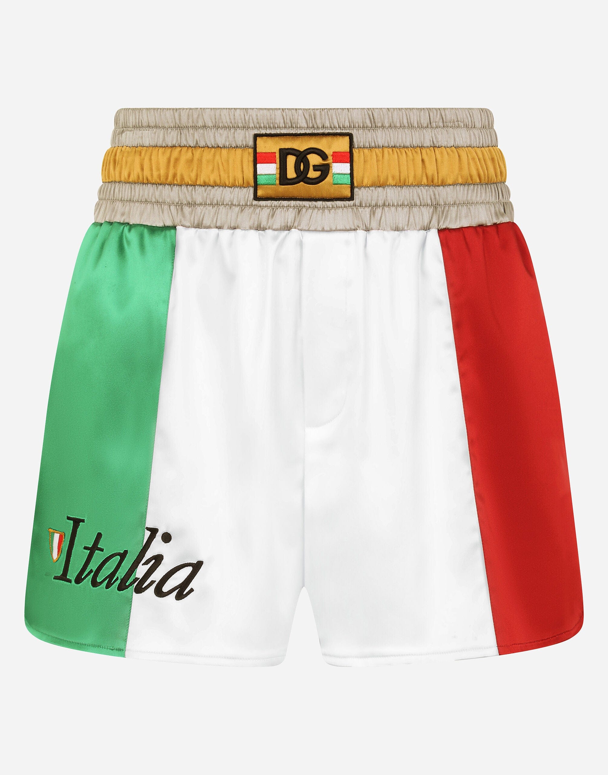 Dolce & Gabbana Italy Patch DG Logo Satin Shorts