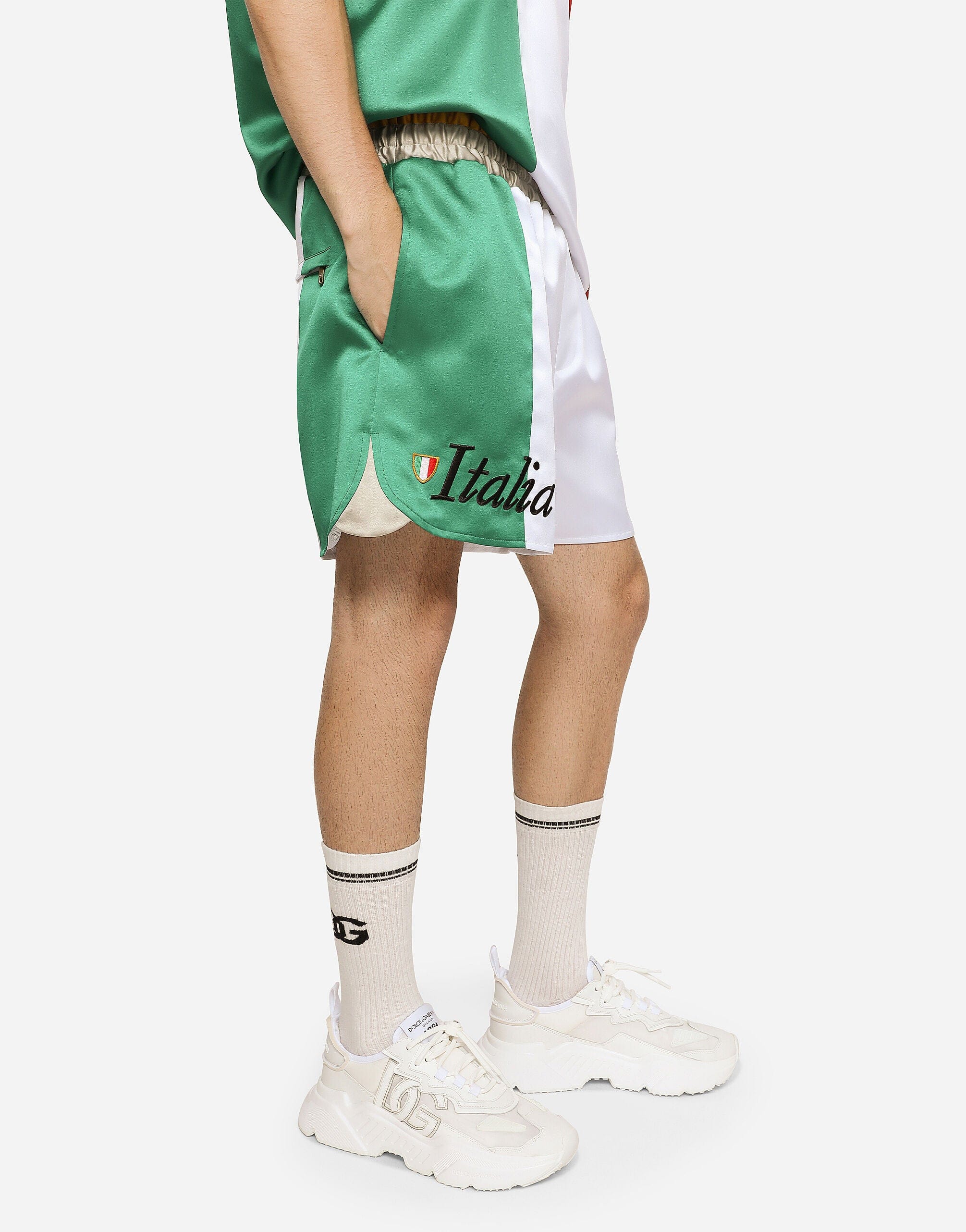 Dolce & Gabbana Italy Patch DG Logo Satin Shorts