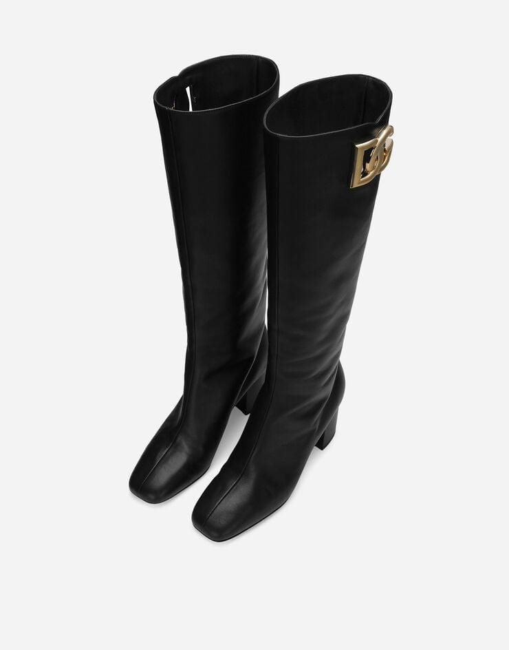 Dolce & Gabbana Jackie Logo-Plaque Leather Boots