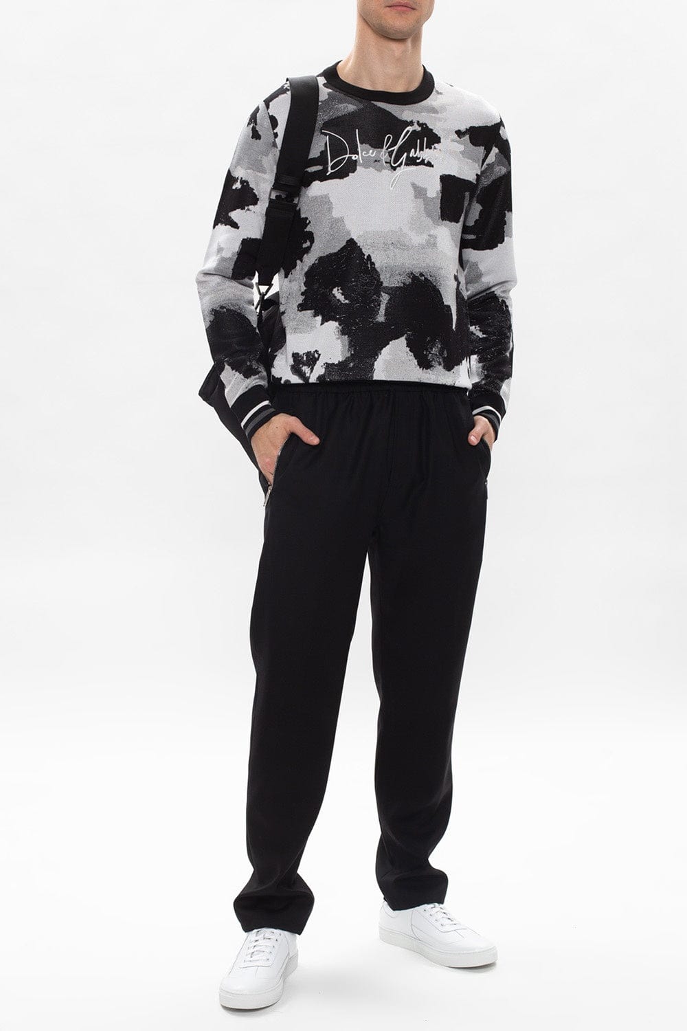 Dolce & Gabbana Jacquard Camouflage-Print Silk Sweater