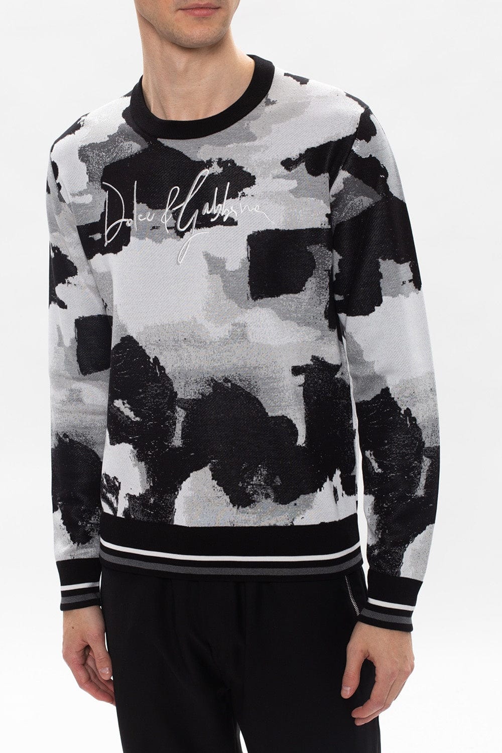 Dolce & Gabbana Jacquard Camouflage-Print Silk Sweater