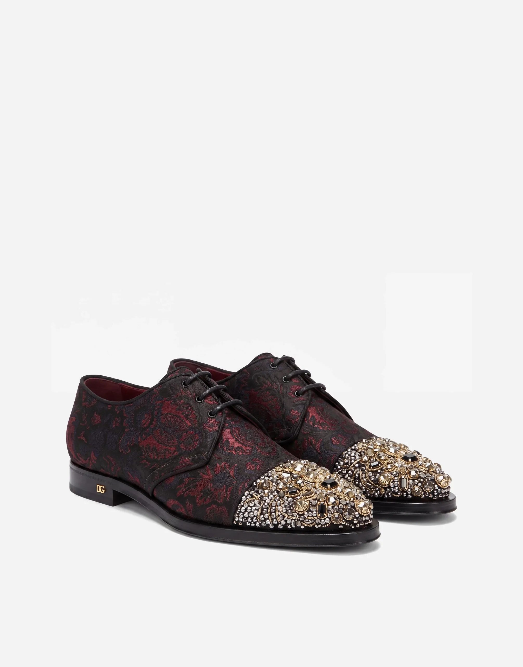 Dolce & Gabbana Jacquard Crystal-Embellished Derby Shoes - alternate view