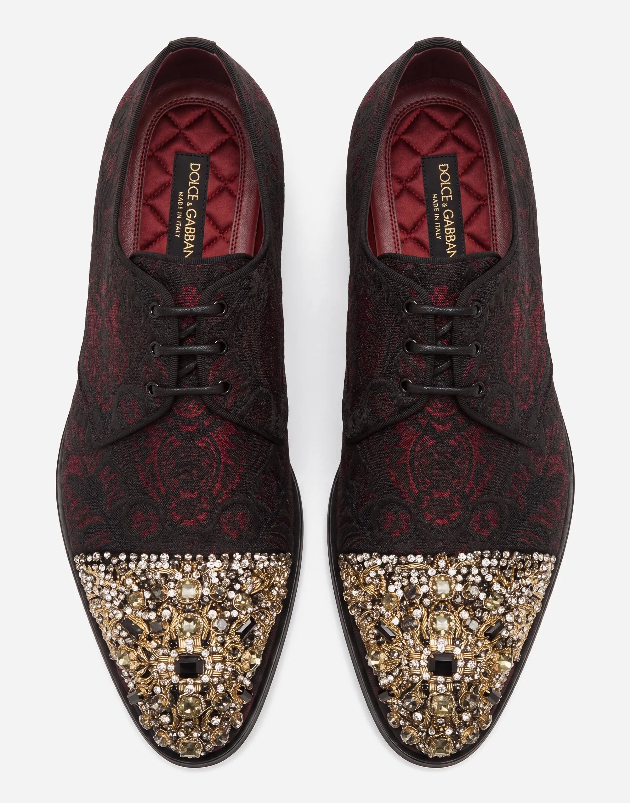 Dolce & Gabbana Dolce & Gabbana Jacquard Crystal-Embellished Derby Shoes