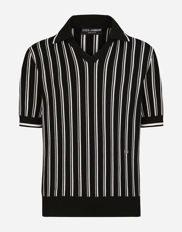 Dolce & Gabbana Jacquard DG Patch Silk Polo Shirt