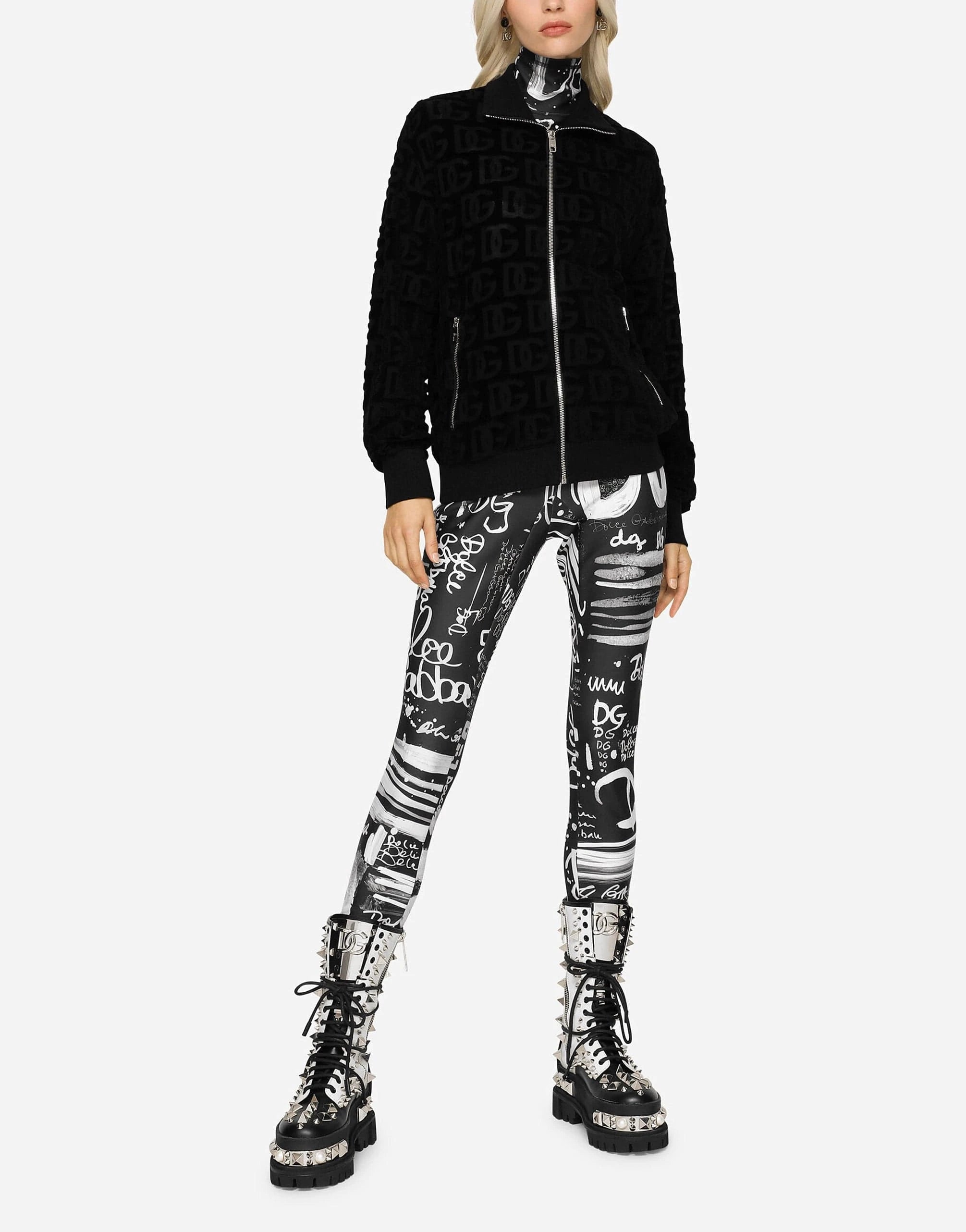 Dolce & Gabbana Jacquard-Logo Zip-Up Sweatshirt