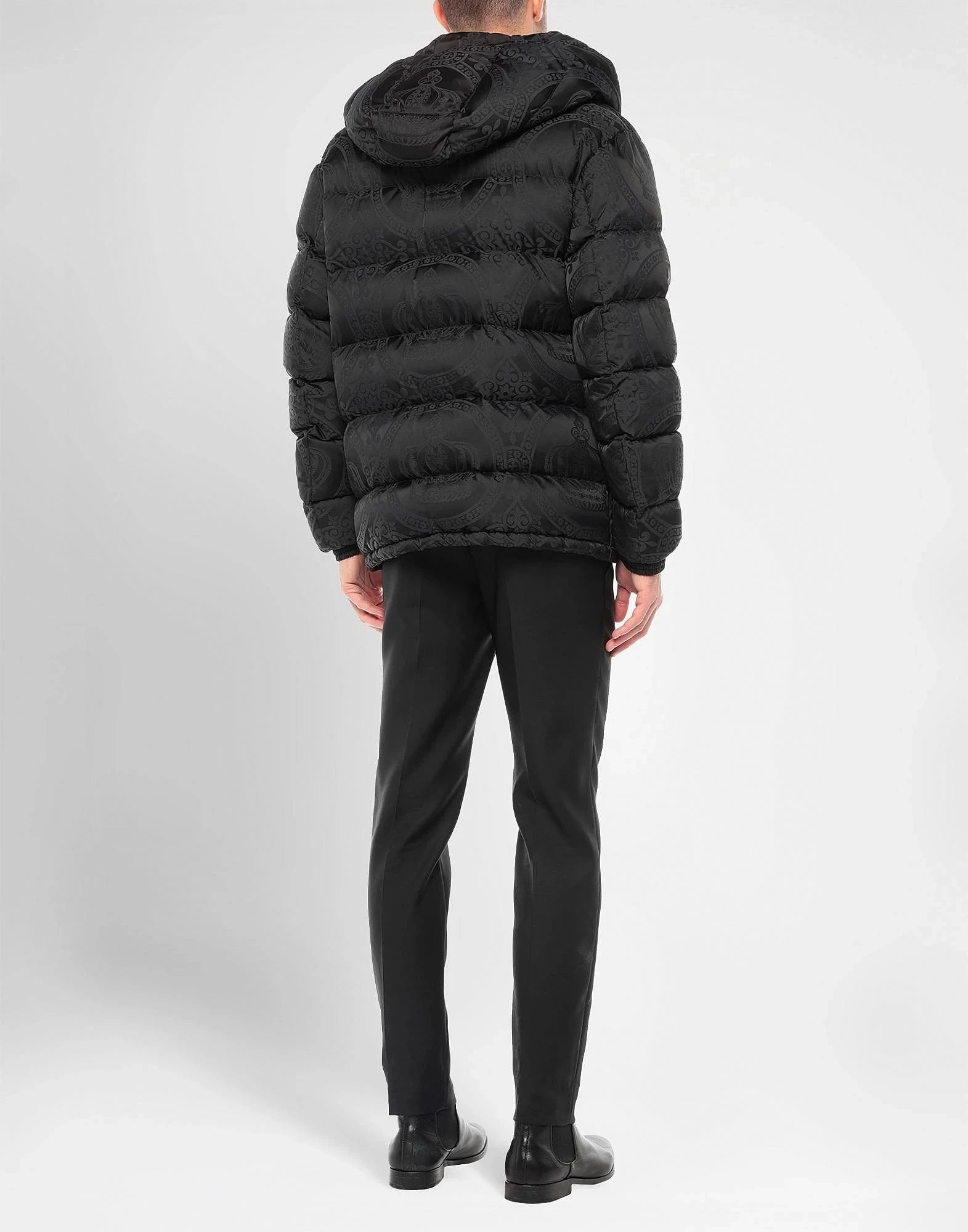 Dolce & Gabbana Jacquard Puffer Hooded Jacket