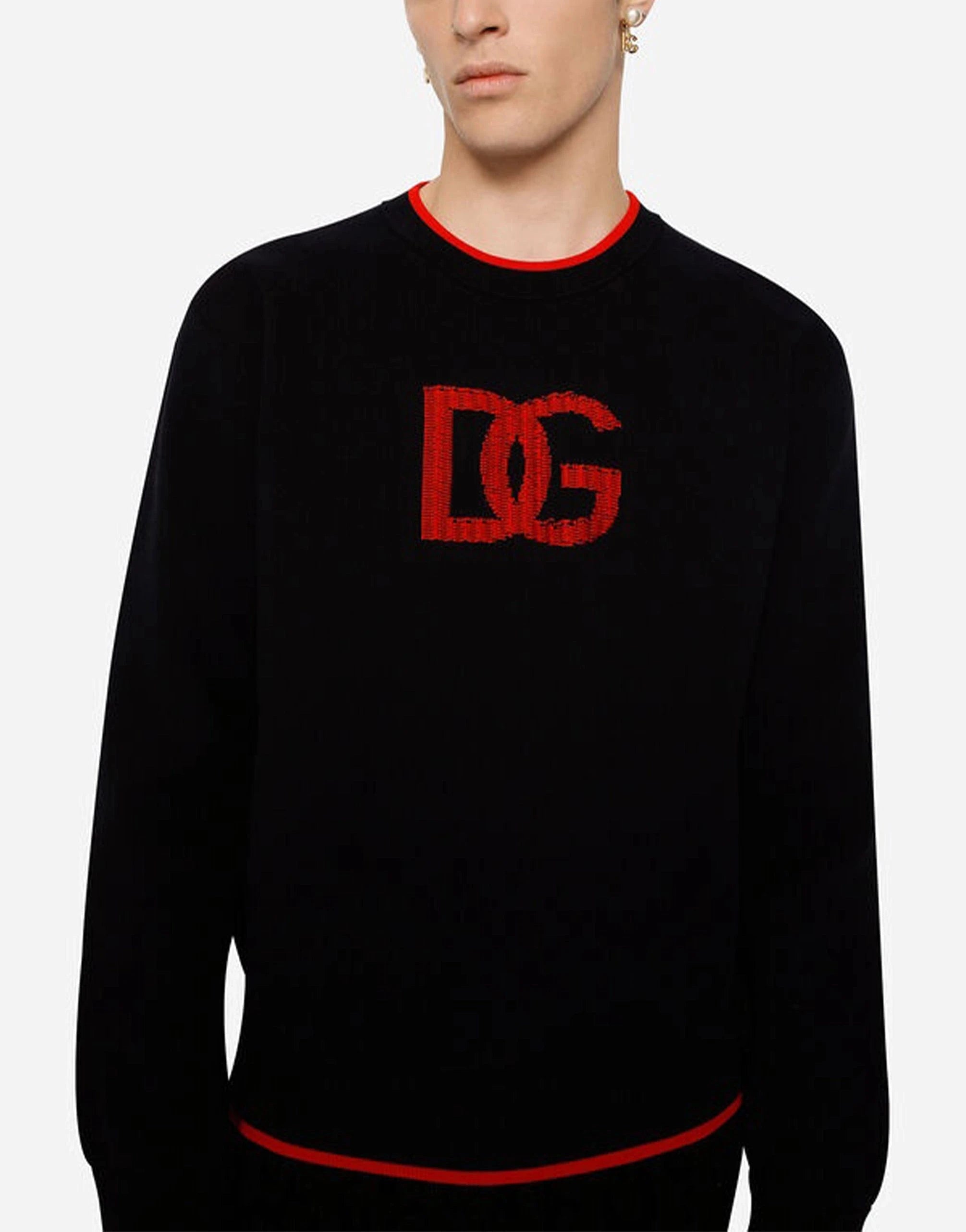Dolce & Gabbana Jacquard Round-Neck Logo Sweater
