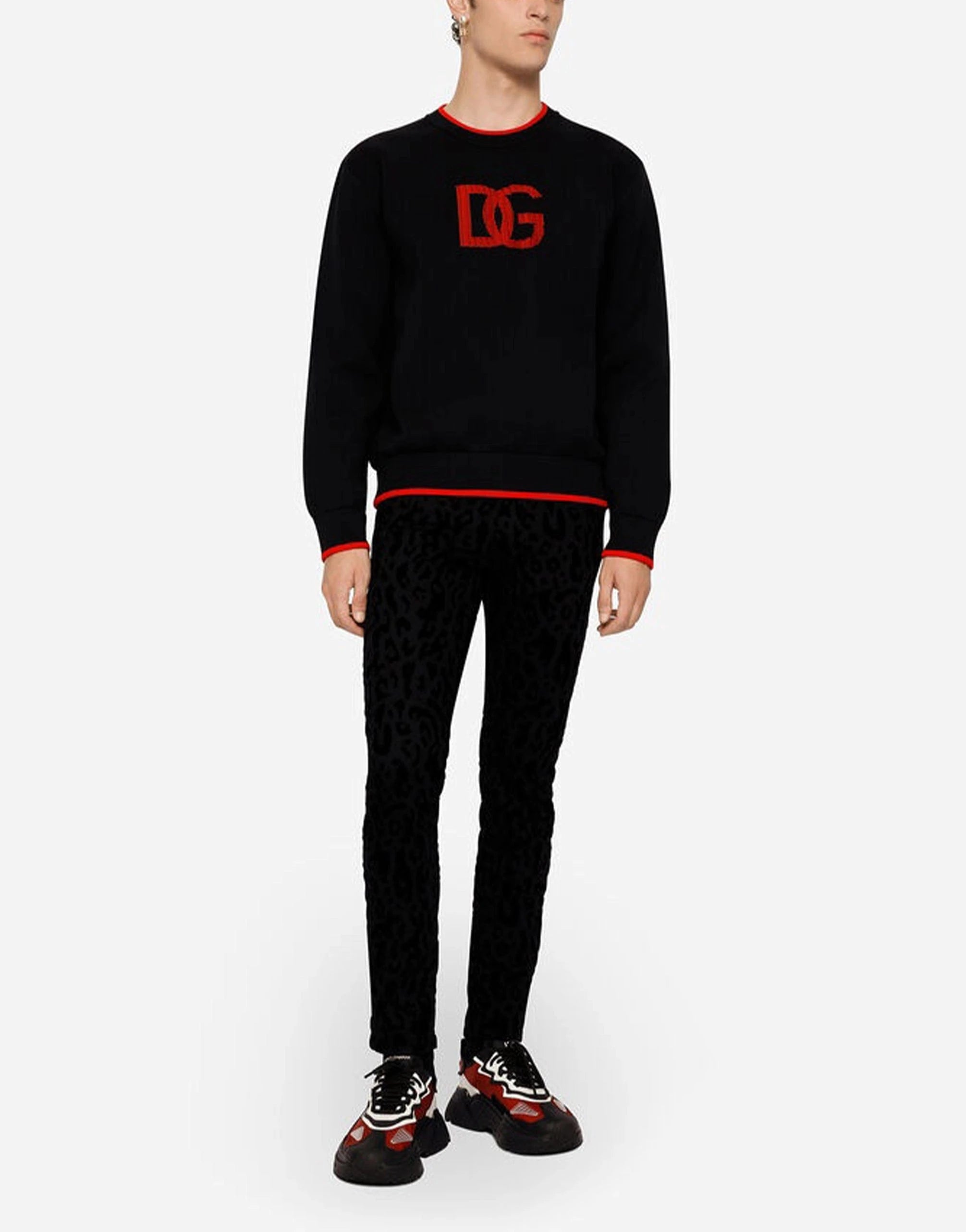 Dolce & Gabbana Jacquard Round-Neck Logo Sweater