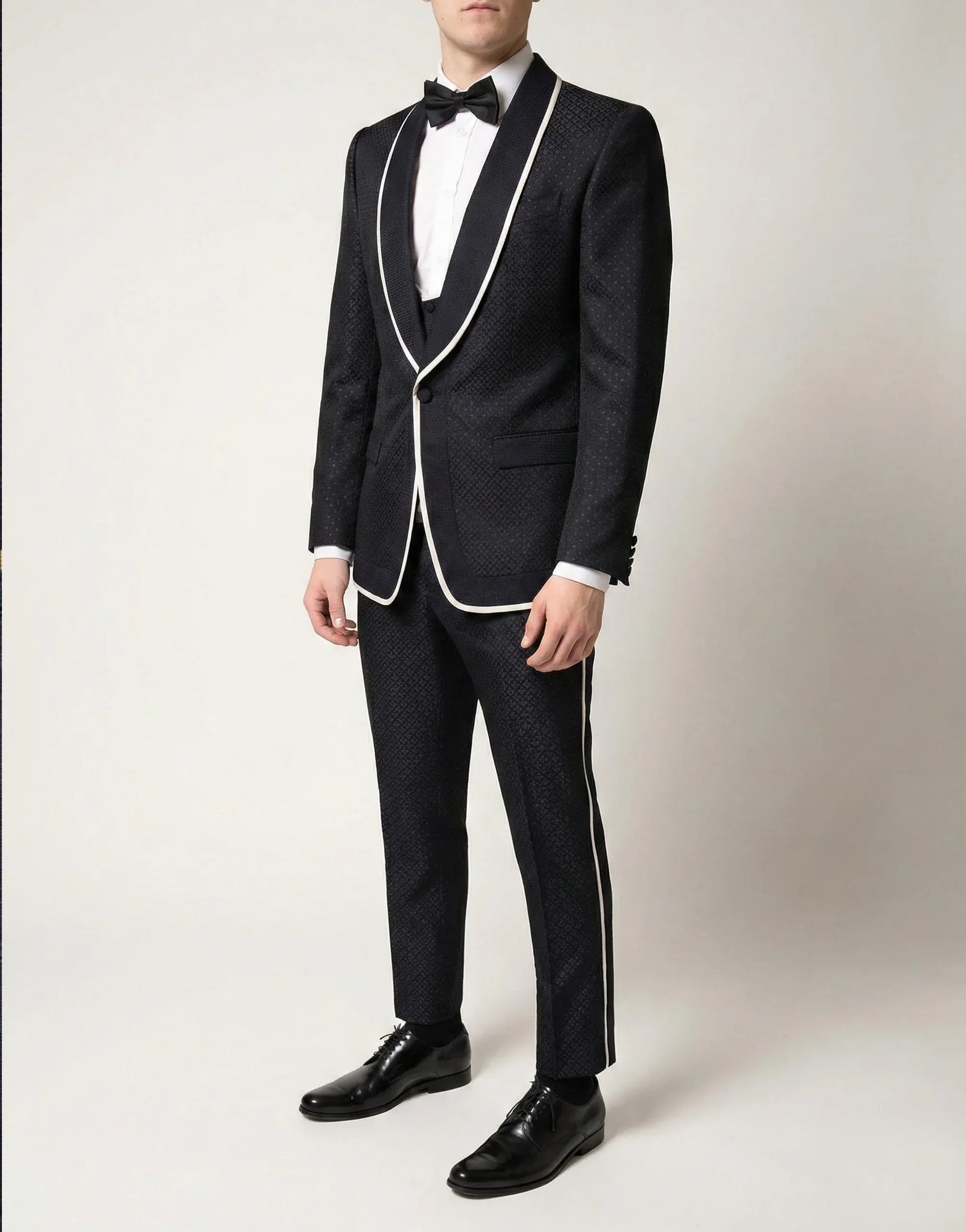 Dolce & Gabbana 提花晚礼服套装,配有撞色滚边