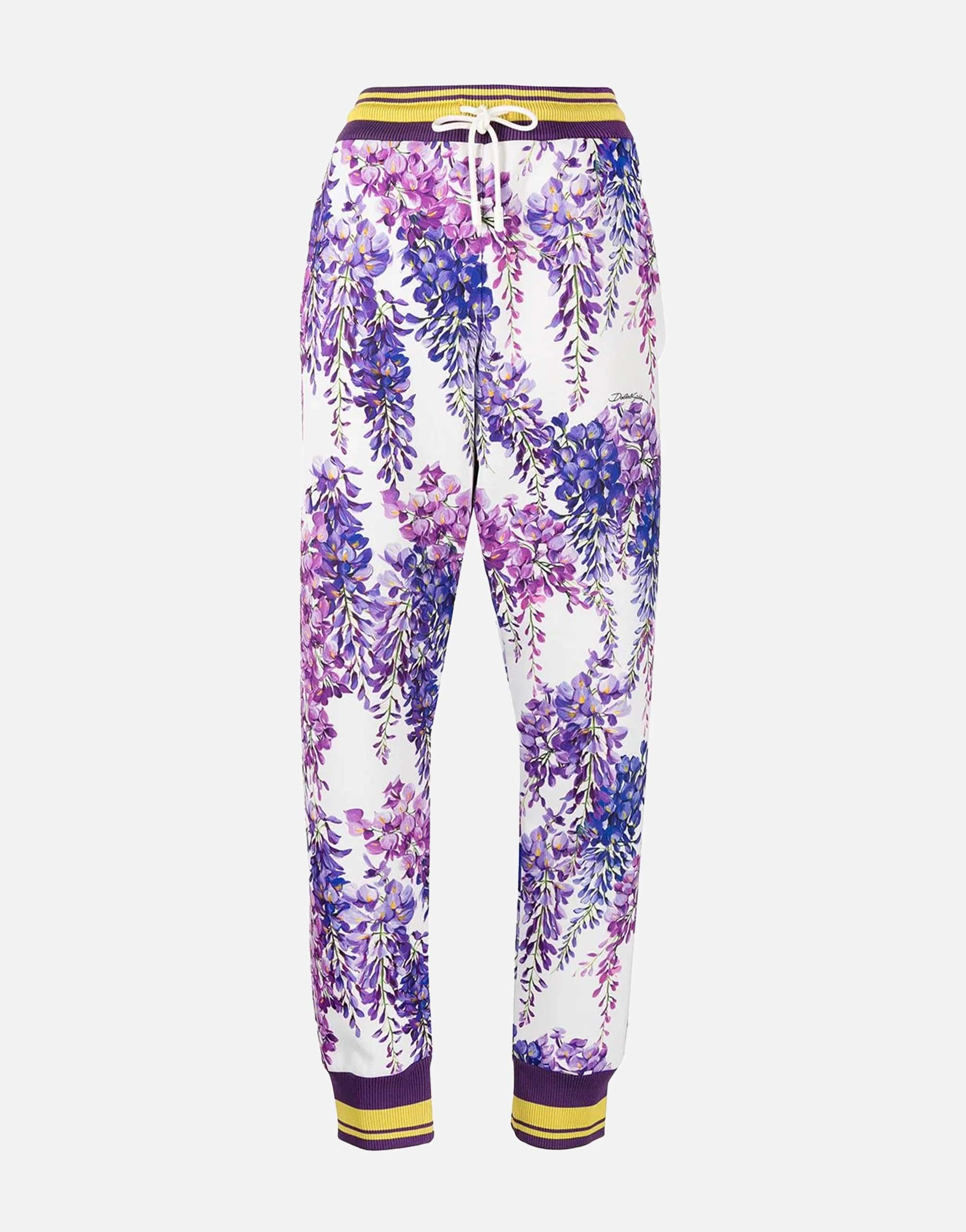Jersey Jogging Pants With Wisteria Print