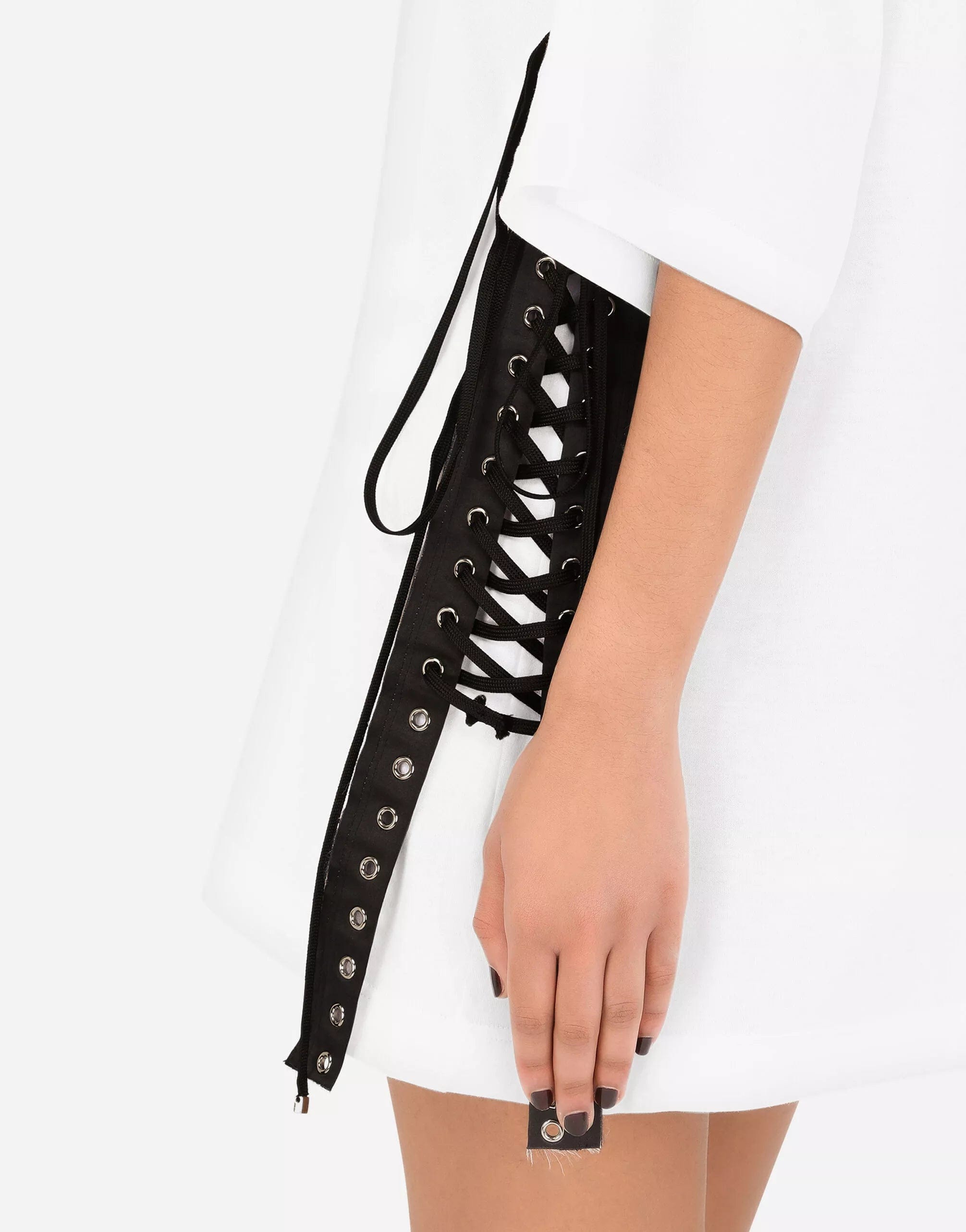 Dolce & Gabbana Jersey T-Shirt With Lacing And 2000 Fashion Print