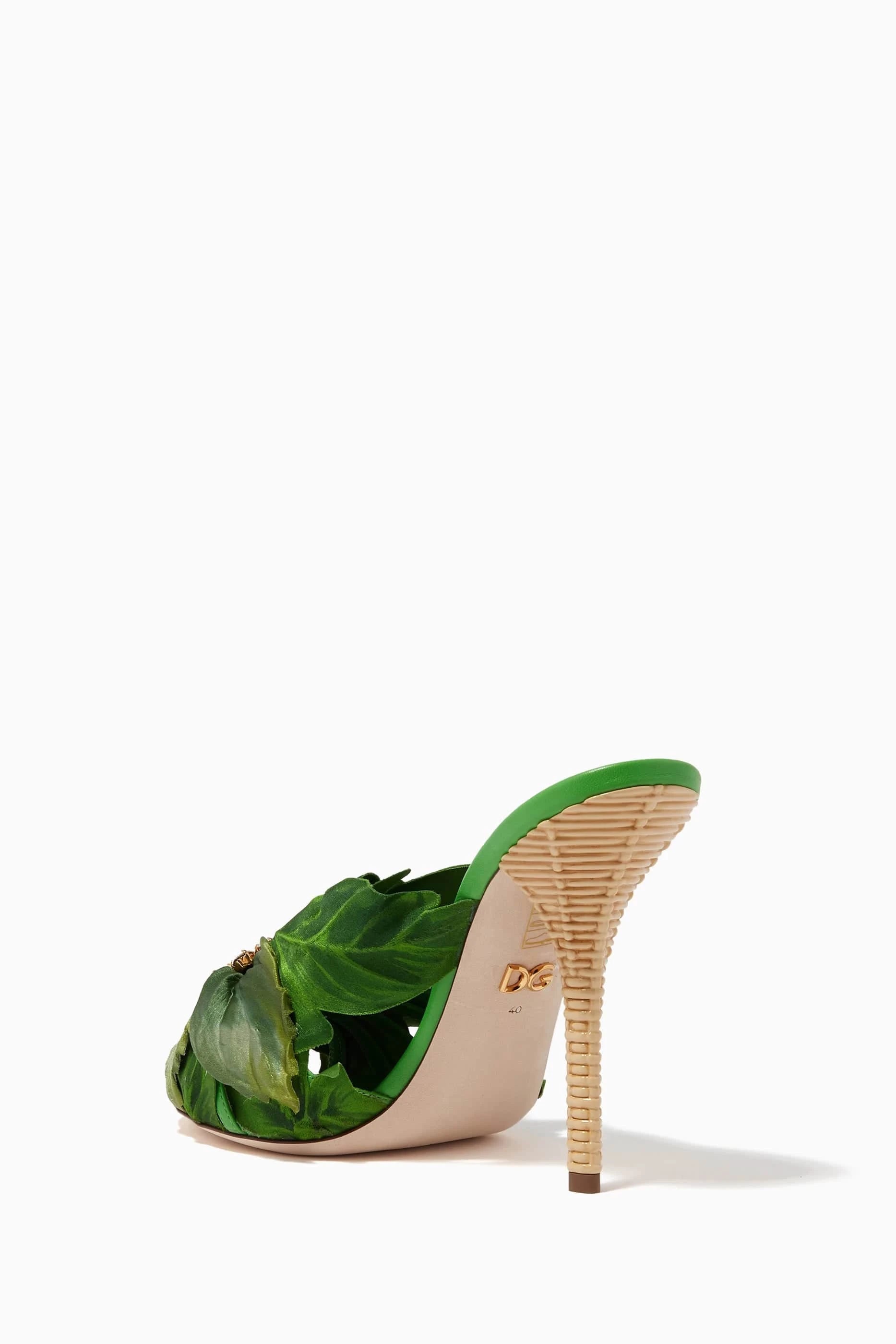 Dolce & Gabbana Jungle Leaf Mules in Satin
