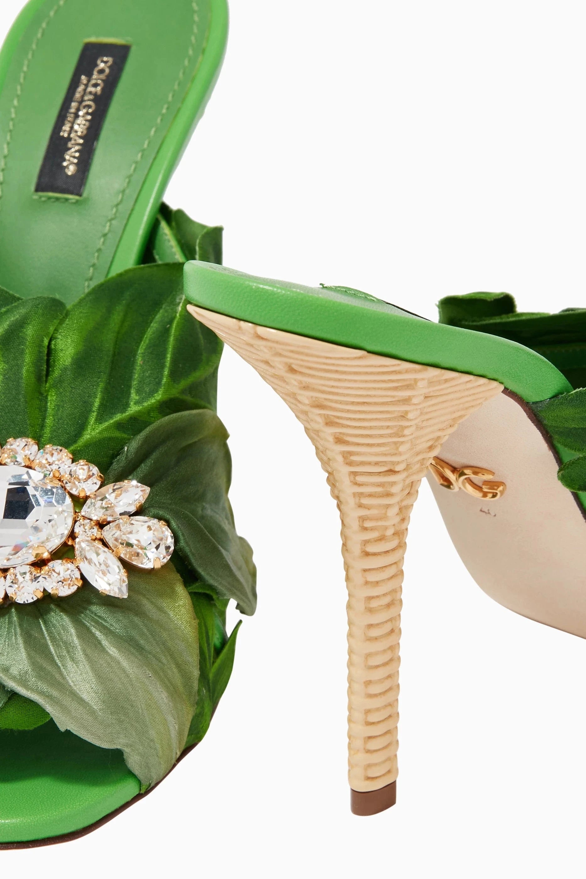 Dolce & Gabbana Jungle Leaf Mules in Satin