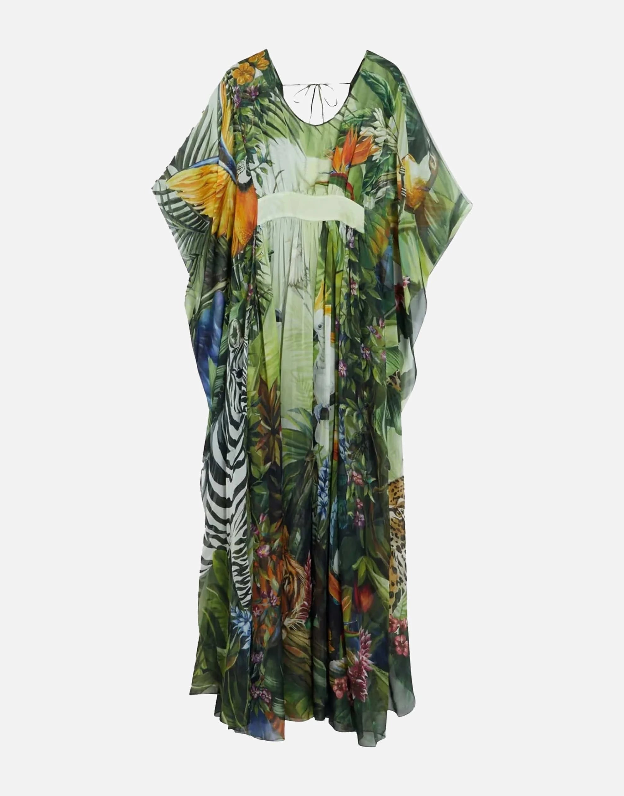 Dolce & Gabbana Jungle-Print Silk-Chiffon Kaftan