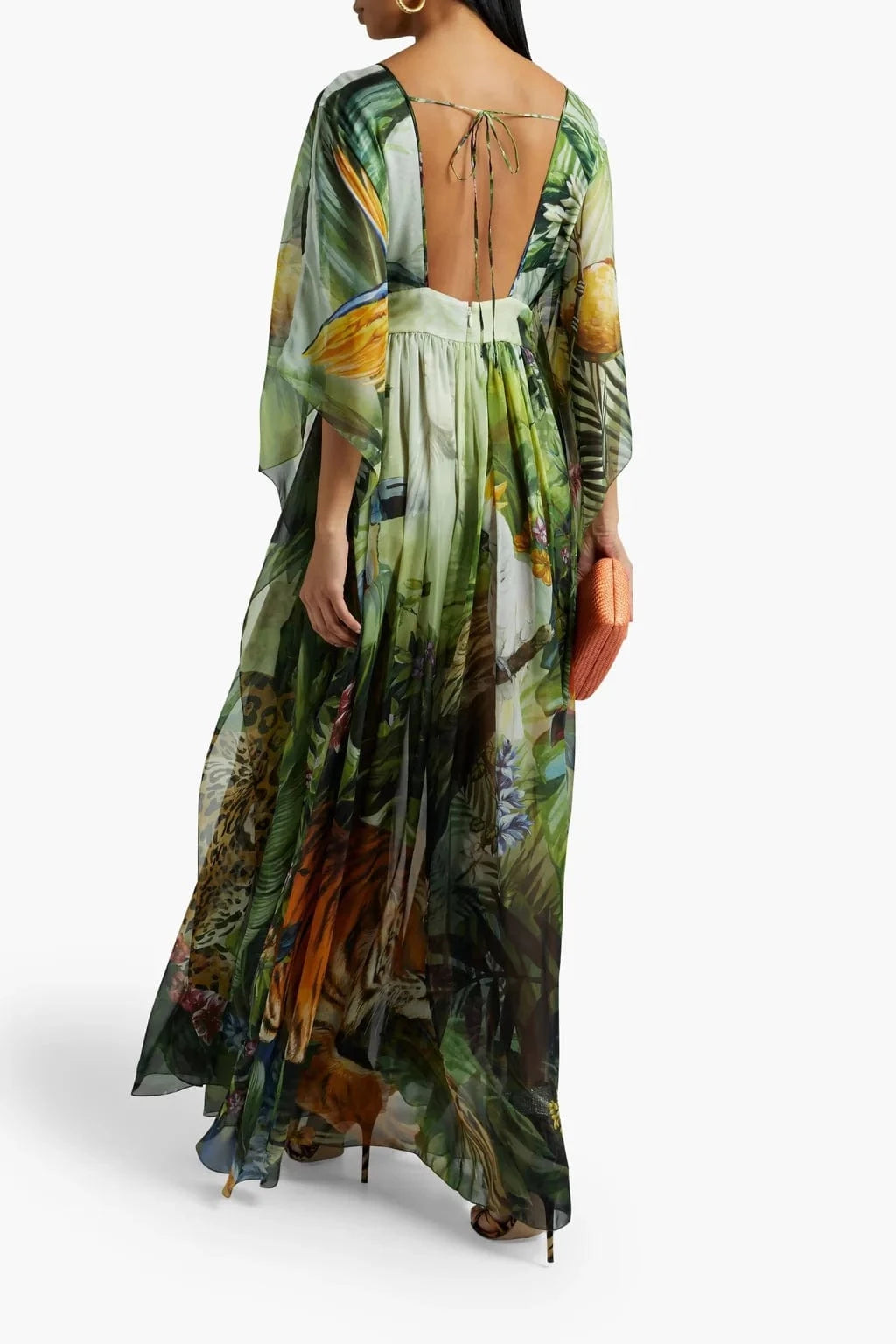 Dolce & Gabbana Jungle-Print Silk-Chiffon Kaftan