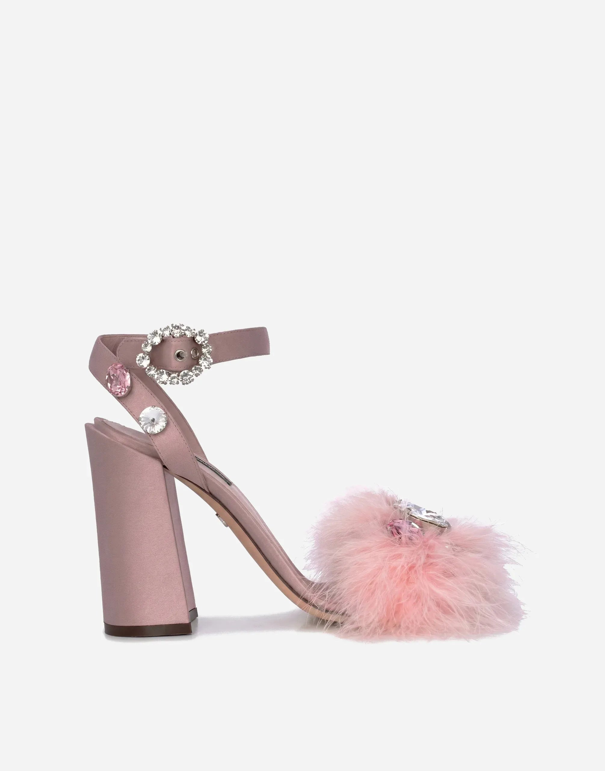 Dolce & Gabbana Keira Crystal Brooch Feather Sandals