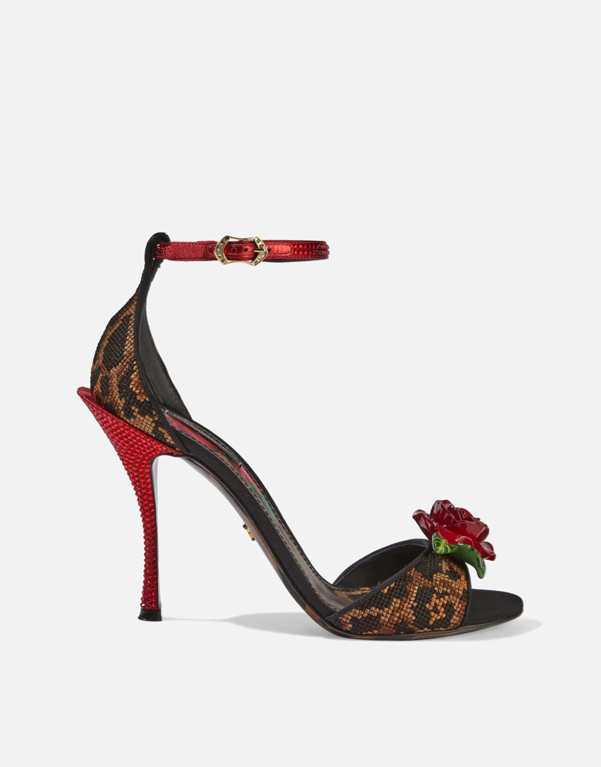 Dolce & Gabbana Keira Floral-Appliquéd Leopard Sandals