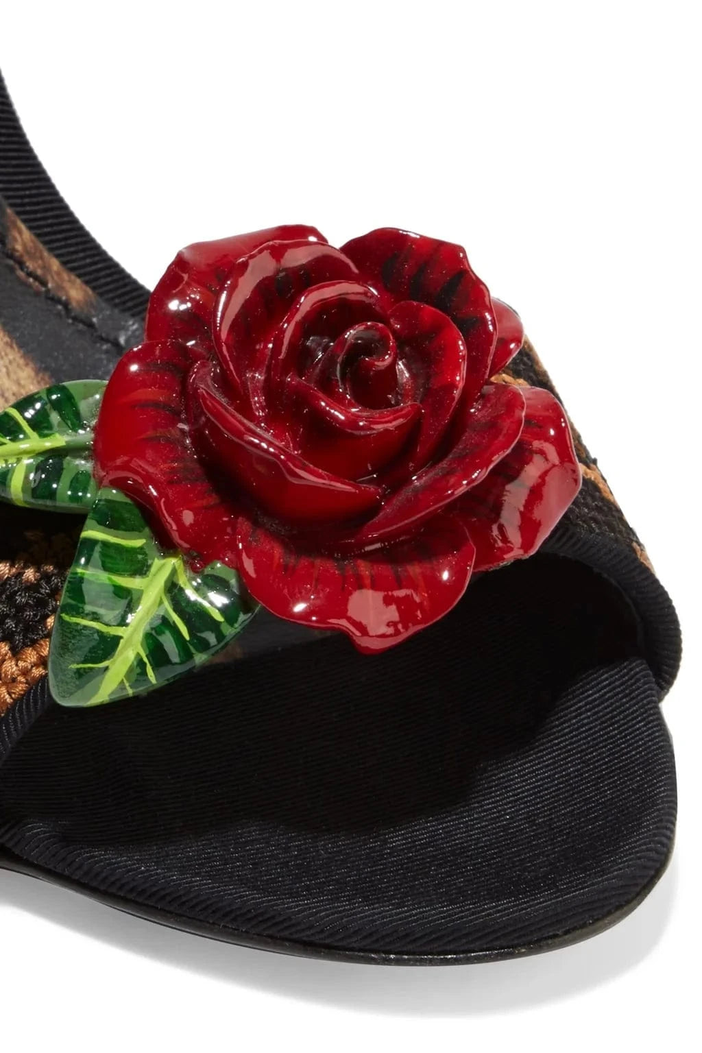 Dolce & Gabbana Keira Floral-Appliquéd Leopard Sandals