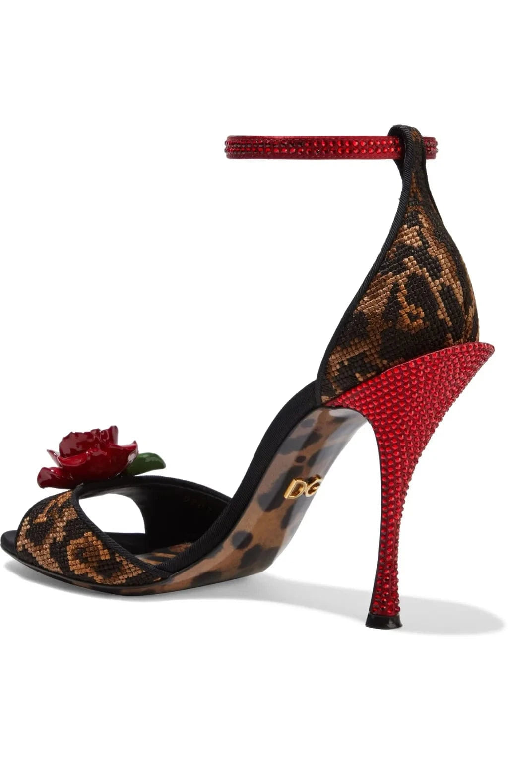 Dolce & Gabbana Keira Floral-Appliquéd Leopard Sandals