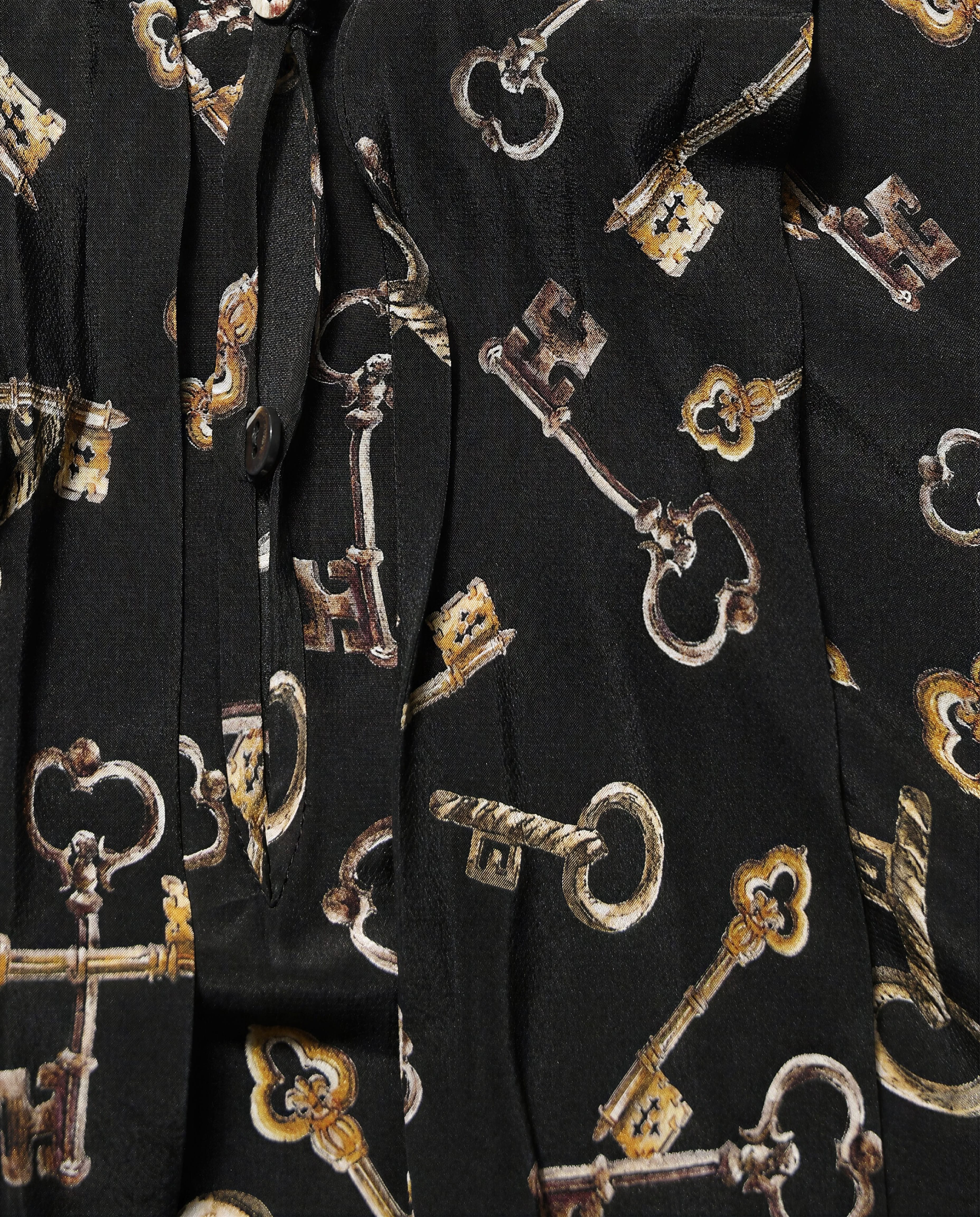 Dolce & Gabbana Dolce & Gabbana Keys Print Silk Bow Neck Blouse