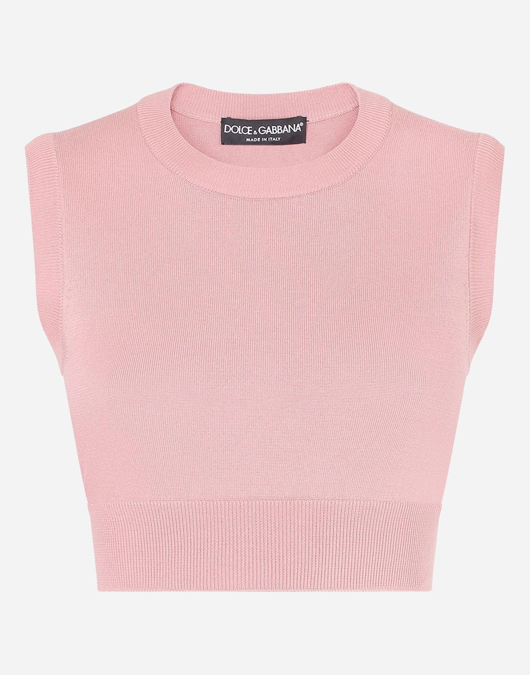 Dolce & Gabbana Knitted Sleeveless Silk Crop Top