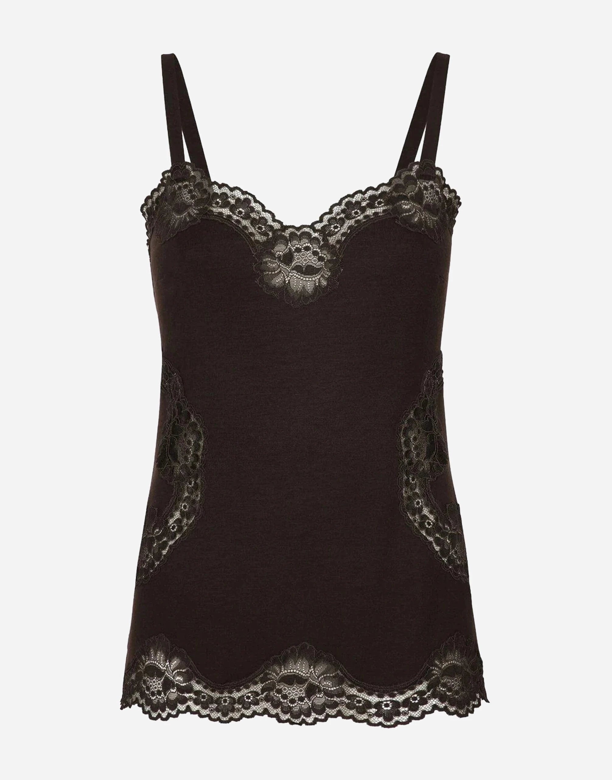 Dolce & Gabbana canottiera in maglia con dettagli in pizzo