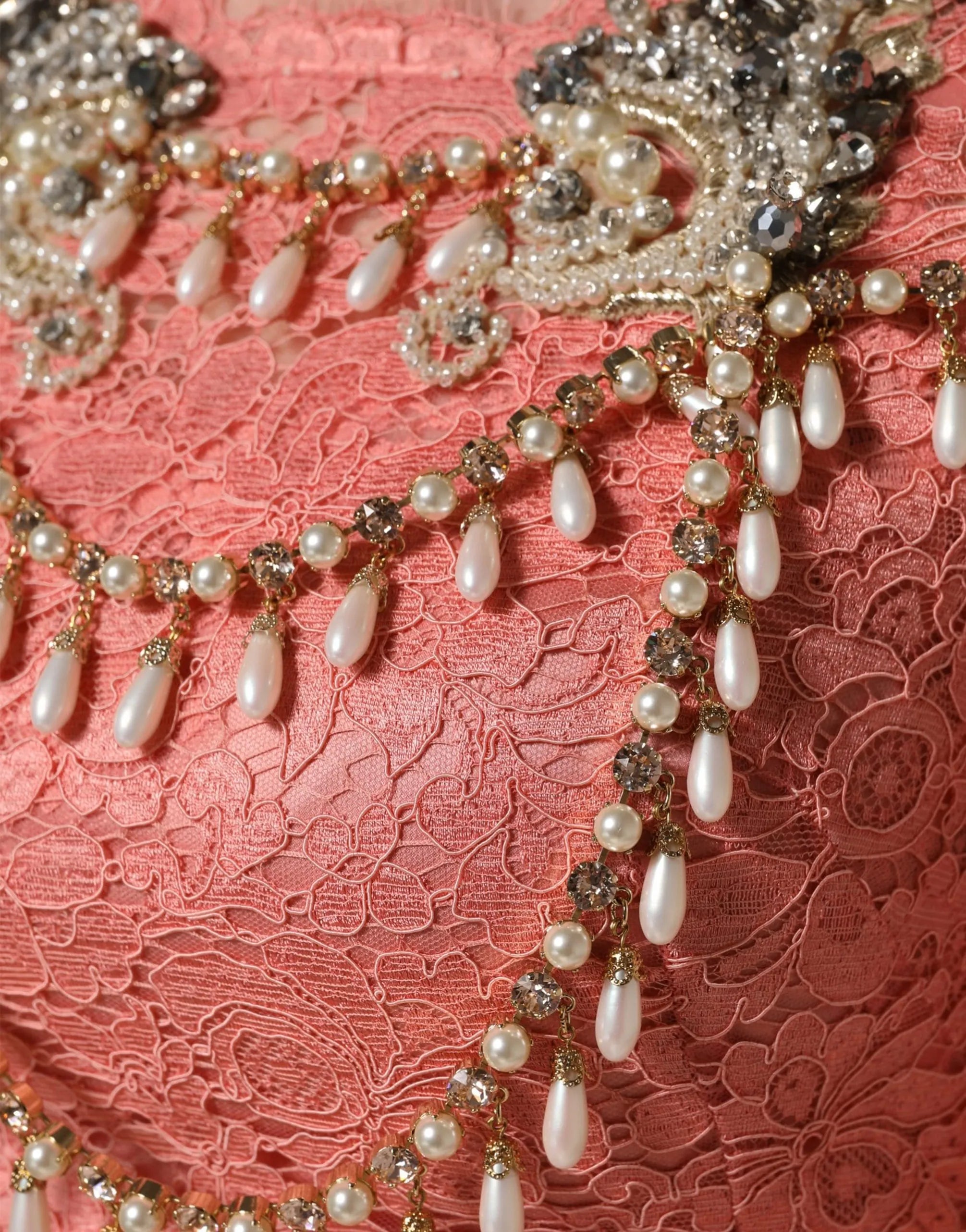 Dolce & Gabbana Lace Evening Maxi Dress Crystal Detail