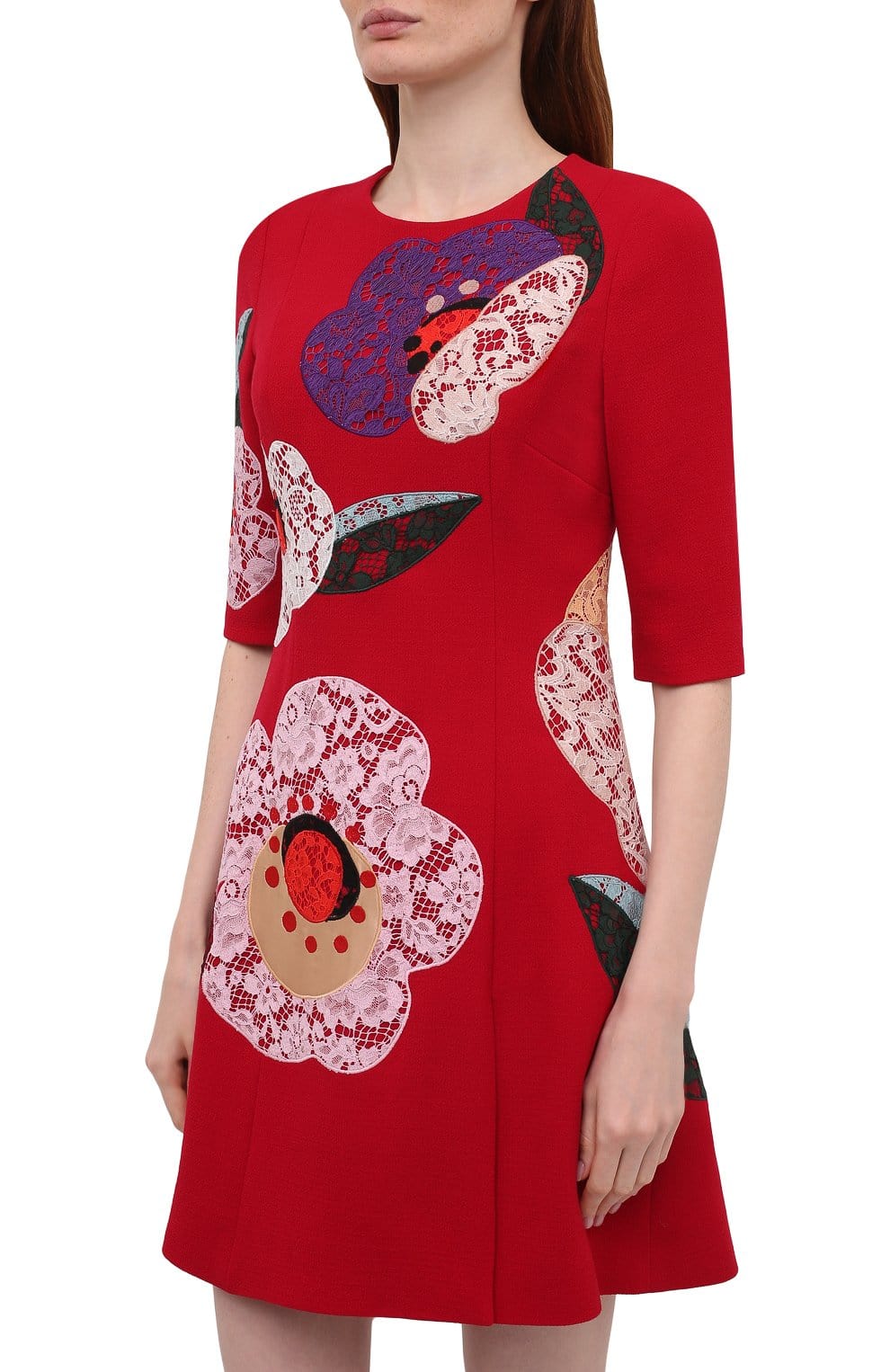 Dolce & Gabbana Lace Floral Appliqué Minidress