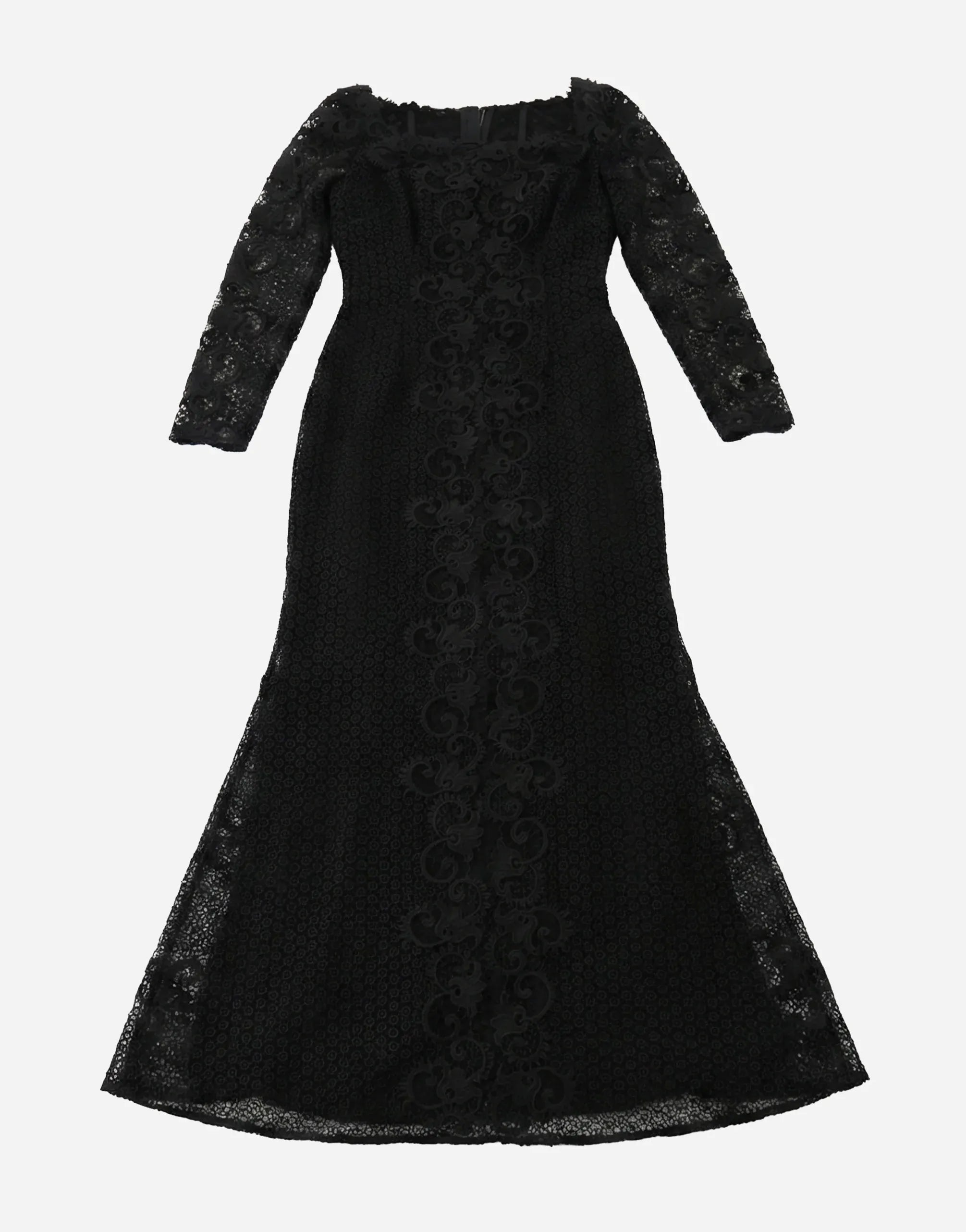 Dolce & Gabbana Lace Long-Sleeve Black Gown