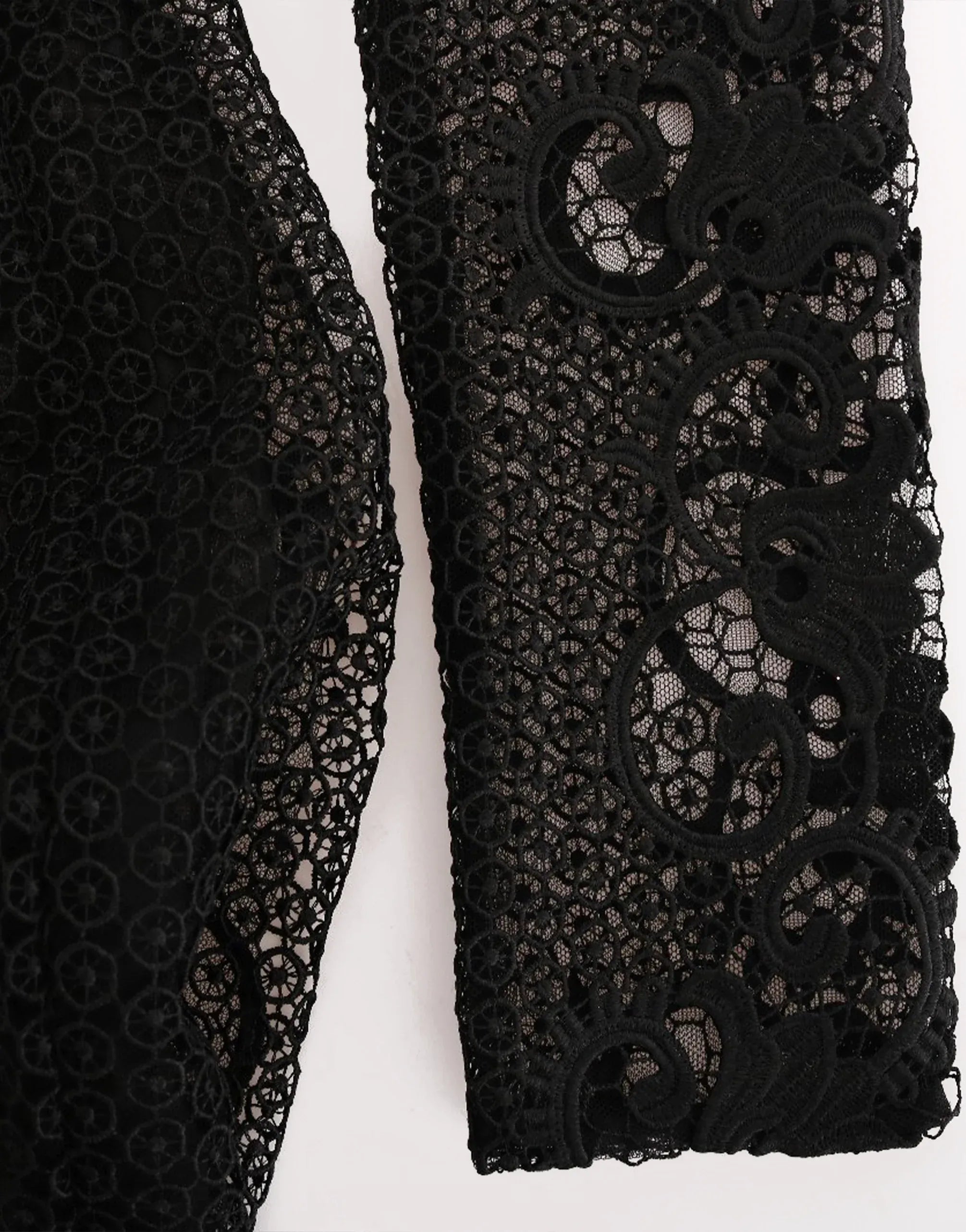 Dolce & Gabbana Lace Long-Sleeve Black Gown